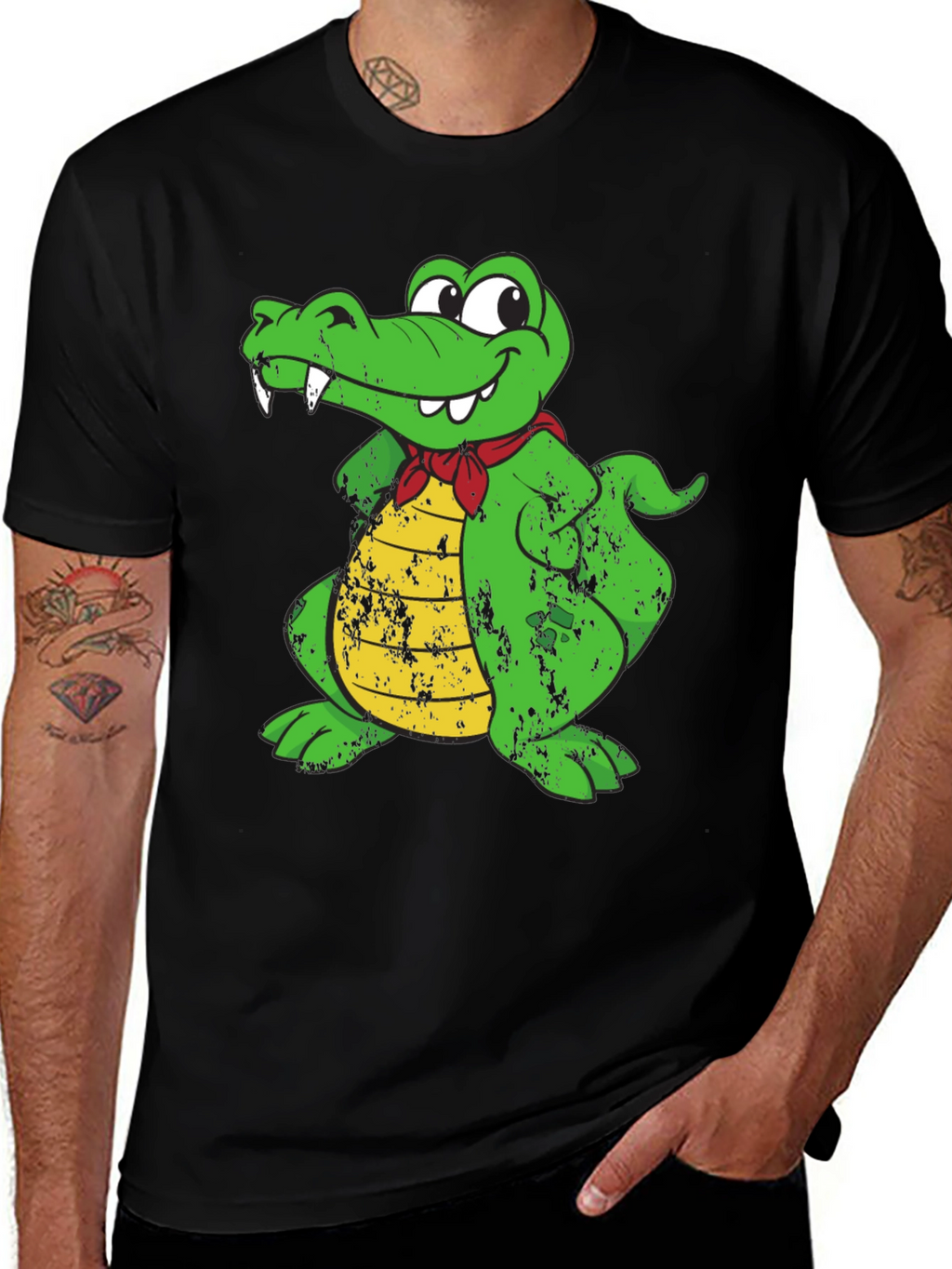 Funny Crocodile Cartoon Graphic Print T-Shirt