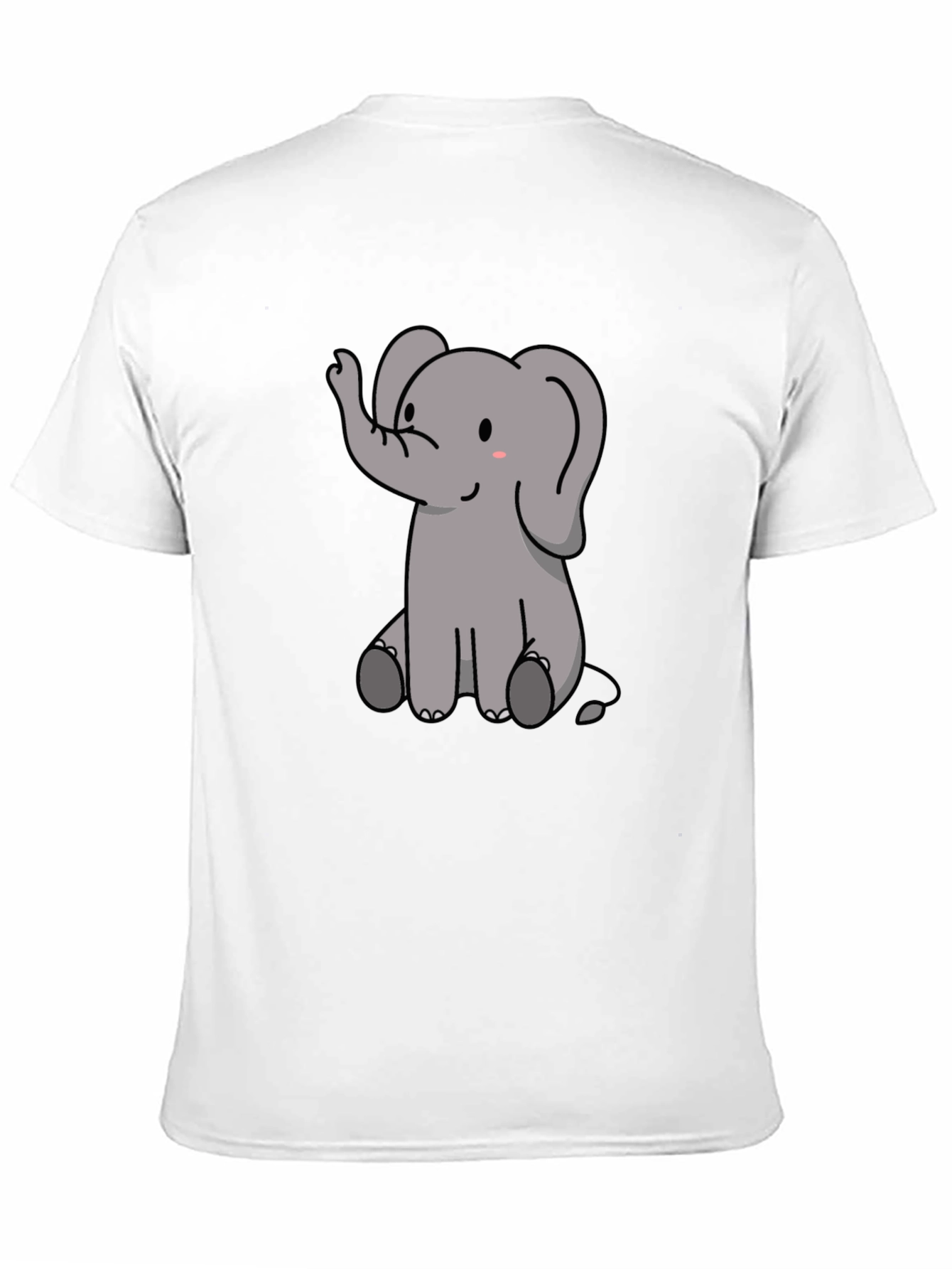 Cute Elephant Graphic Print Black T-Shirt