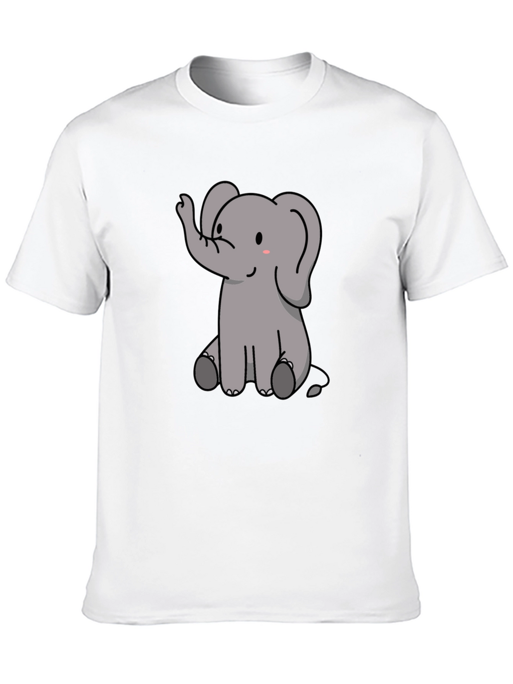 Cute Elephant Graphic Print Black T-Shirt