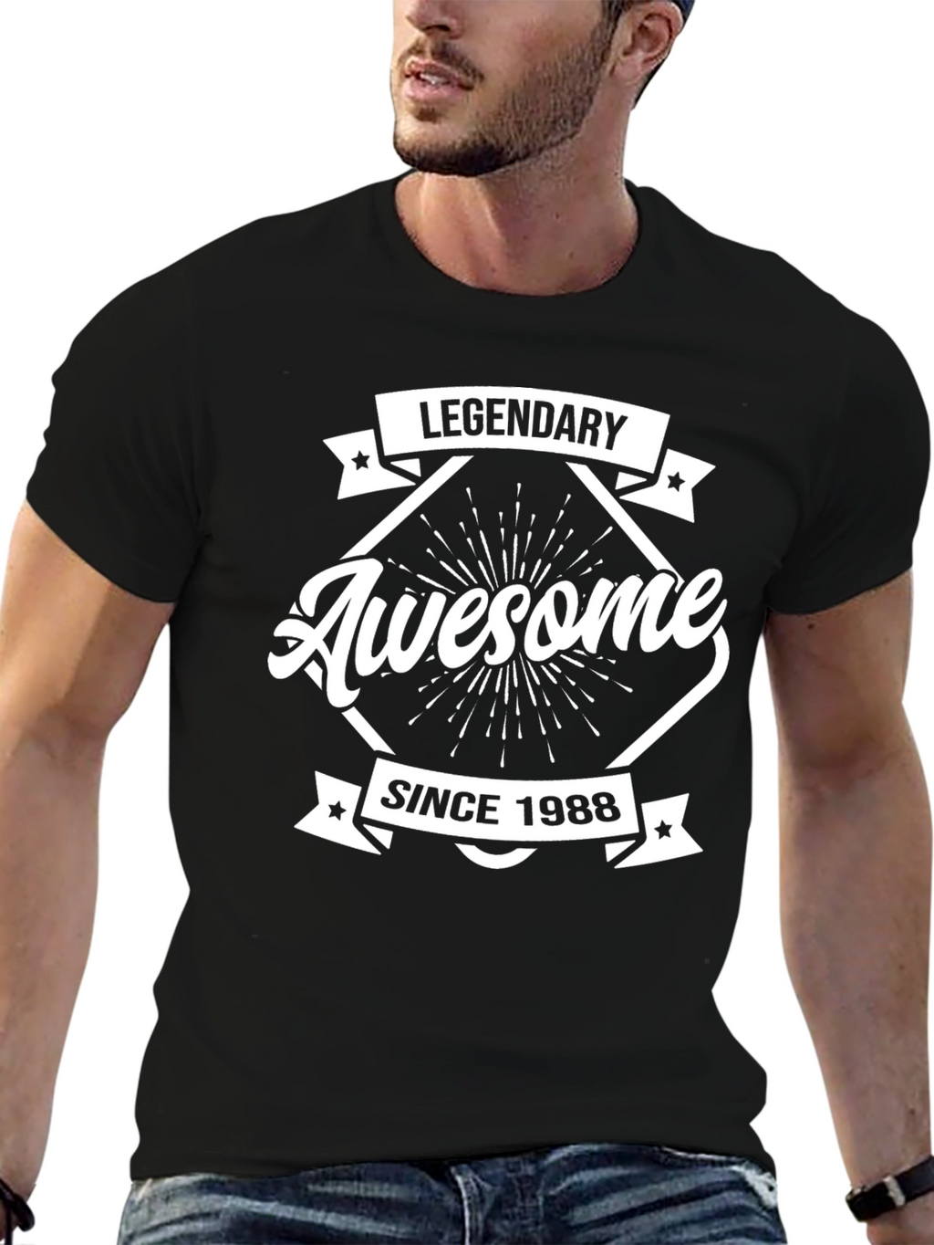 Legendary Awesome Since 1988 Black Graphic T-Shirt