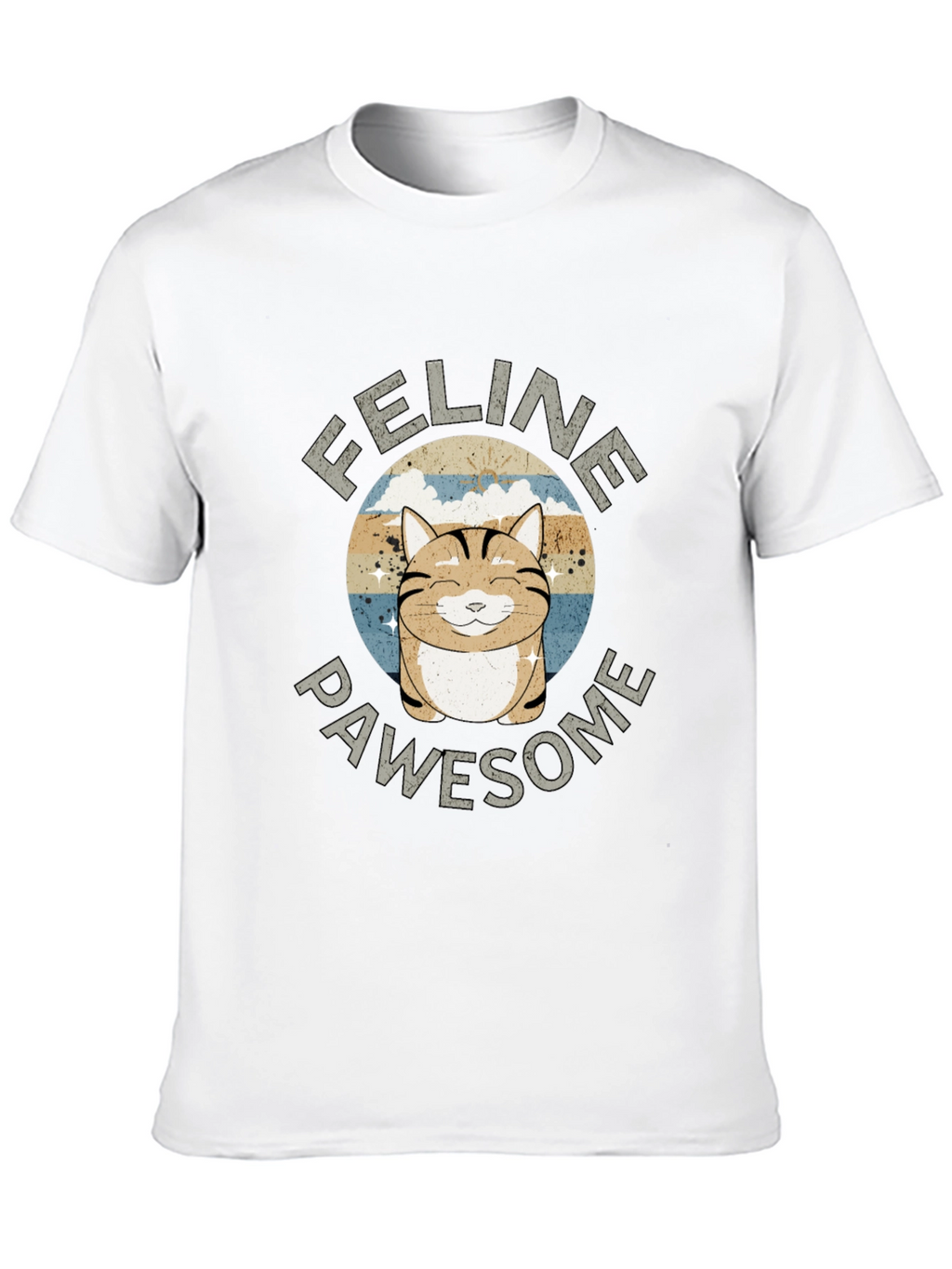 Feline Pawsome Cat Graphic Black T-Shirt