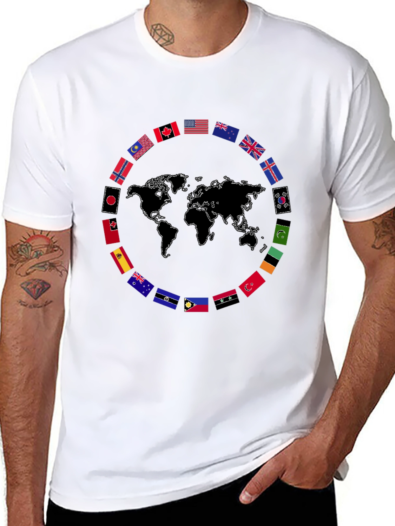 World Flags Graphic T-Shirt