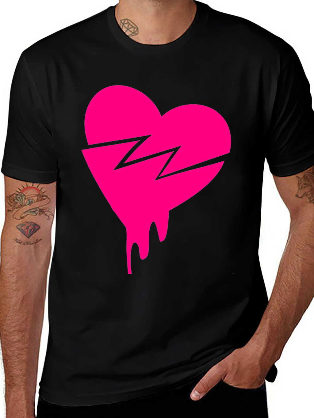 Broken Heart Drip Graphic Tee - Trendy Streetwear