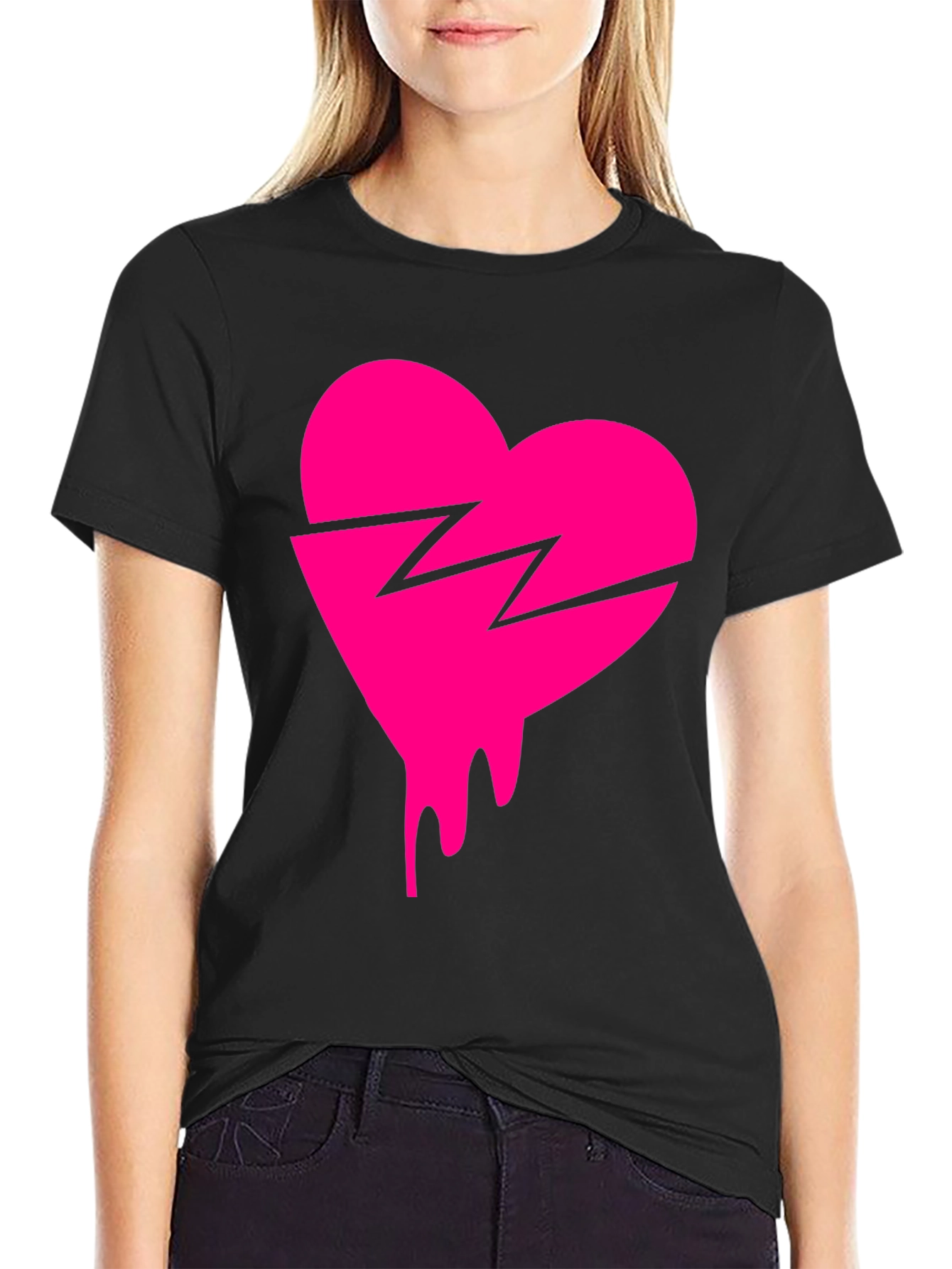 Broken Heart Drip Graphic Tee - Trendy Streetwear
