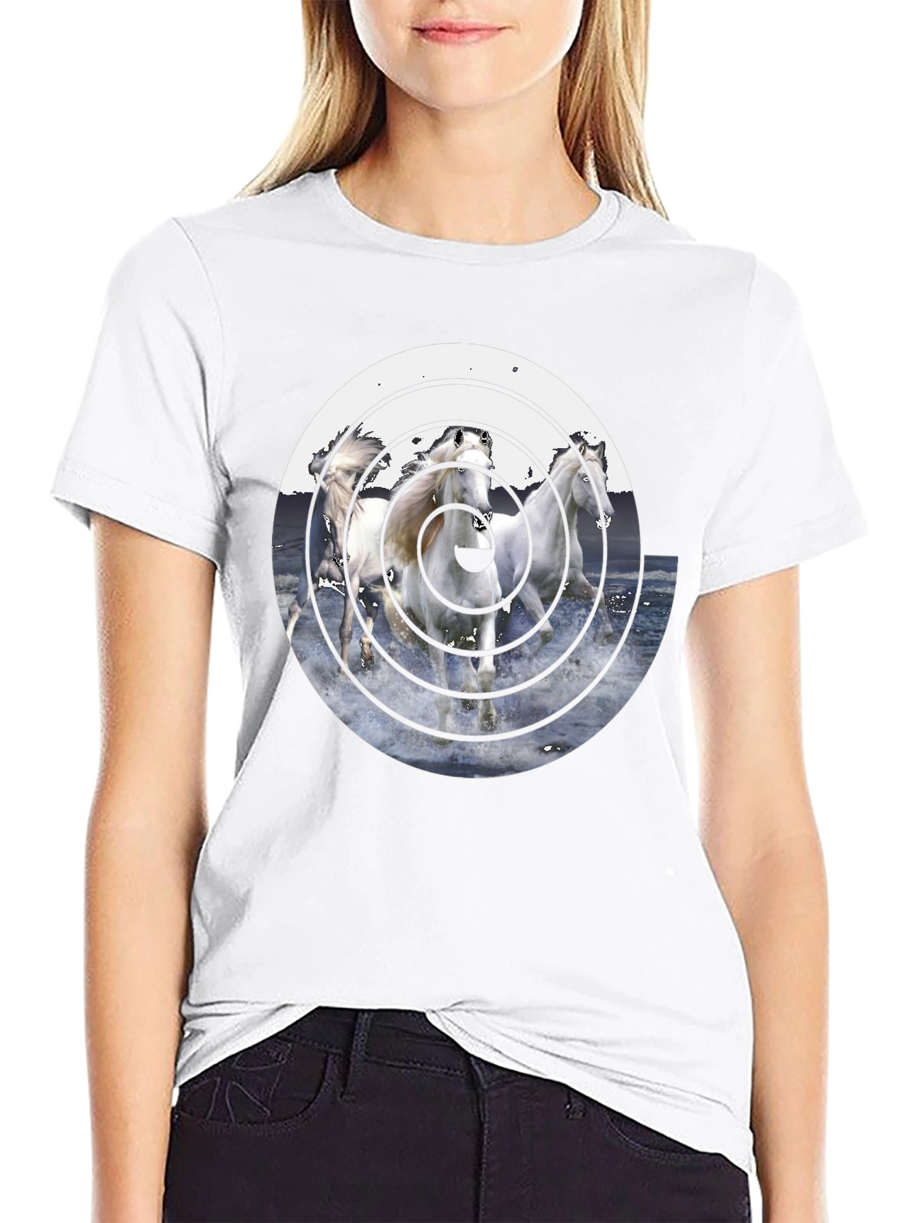 Horse Art Graphic Tee - Mens Black T-Shirt