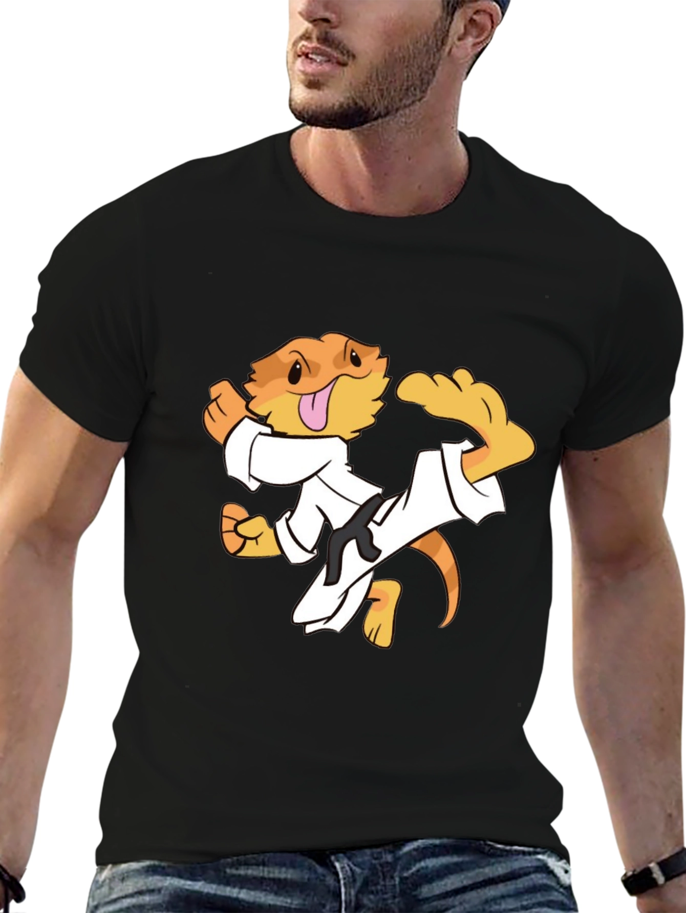 Karate Lizard Black T-Shirt