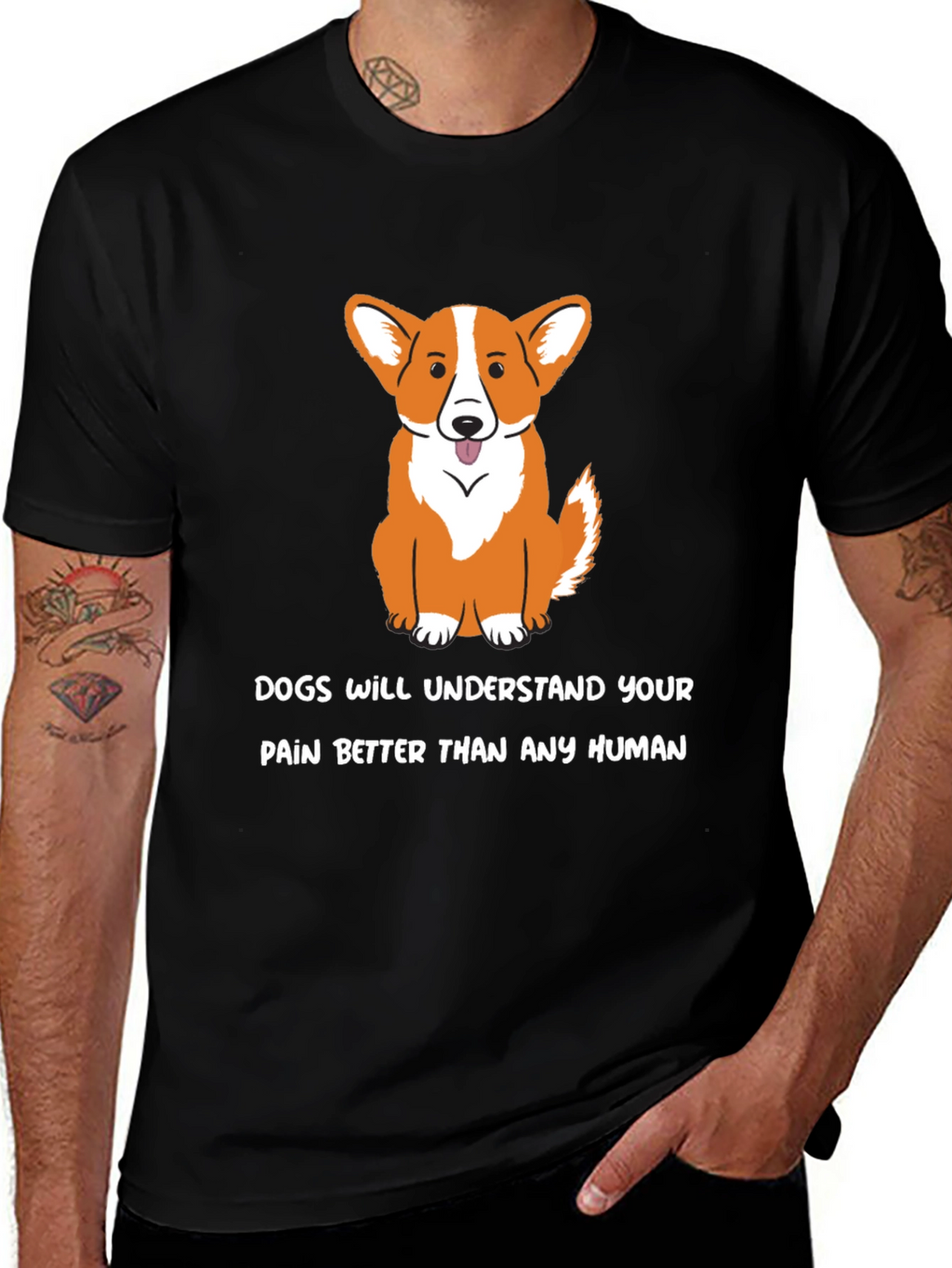 Dog Lover T-Shirt: Dogs Understand Your Pain - Black