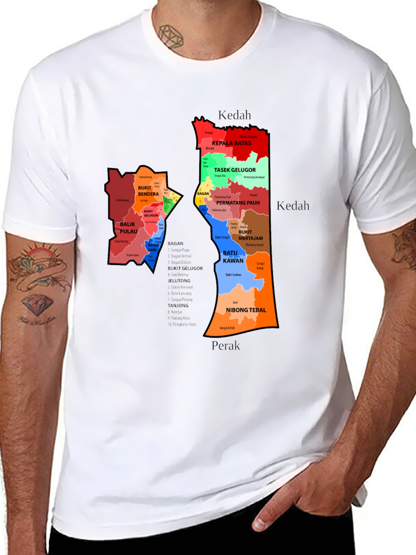 Penang State Map T-Shirt - Malaysia Geography Tee