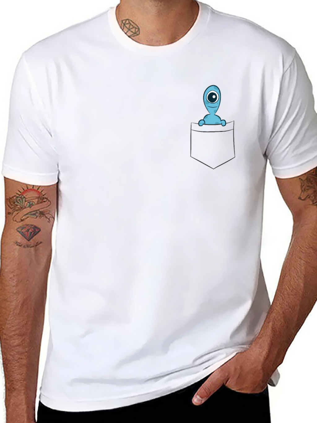Pocket Alien Graphic Tee - Soft Cotton Blend
