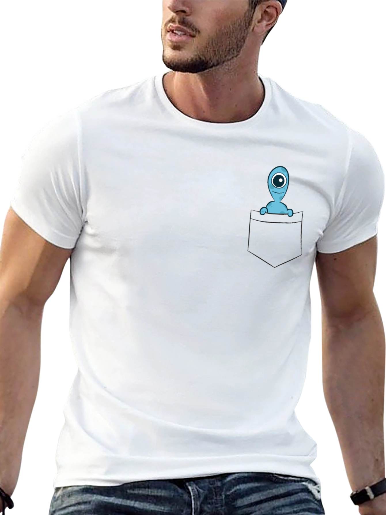 Pocket Alien Graphic Tee - Soft Cotton Blend
