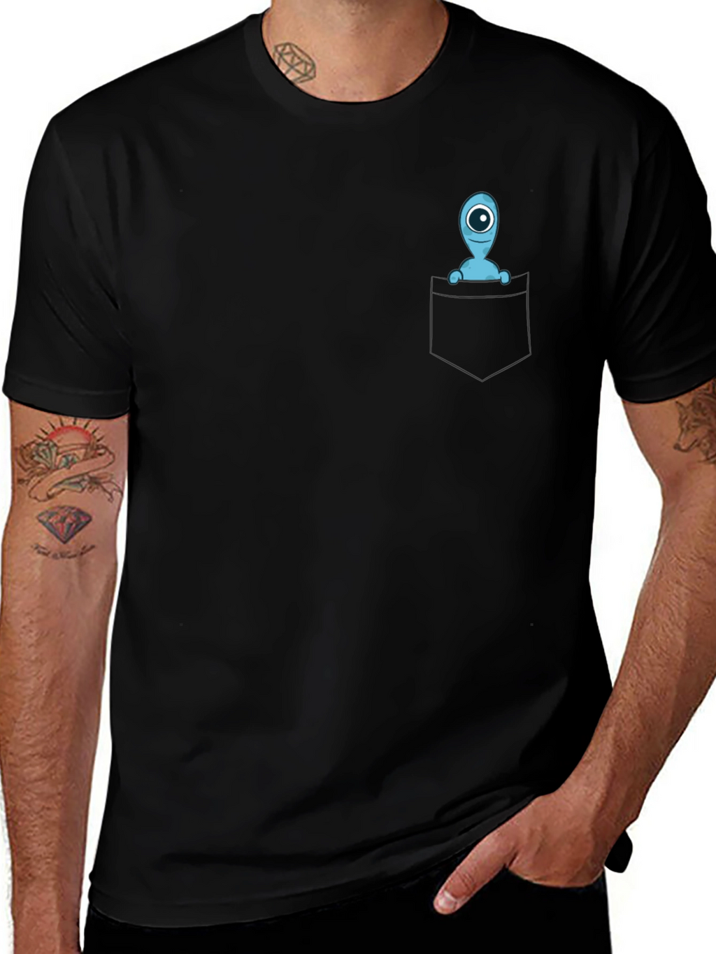 Pocket Alien Graphic Tee - Soft Cotton Blend