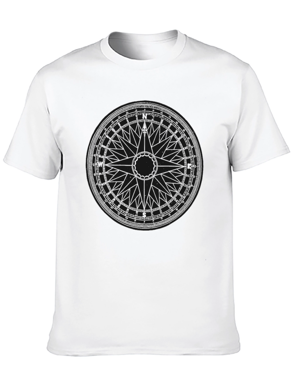 Mens Black Graphic Tee - Compass Design