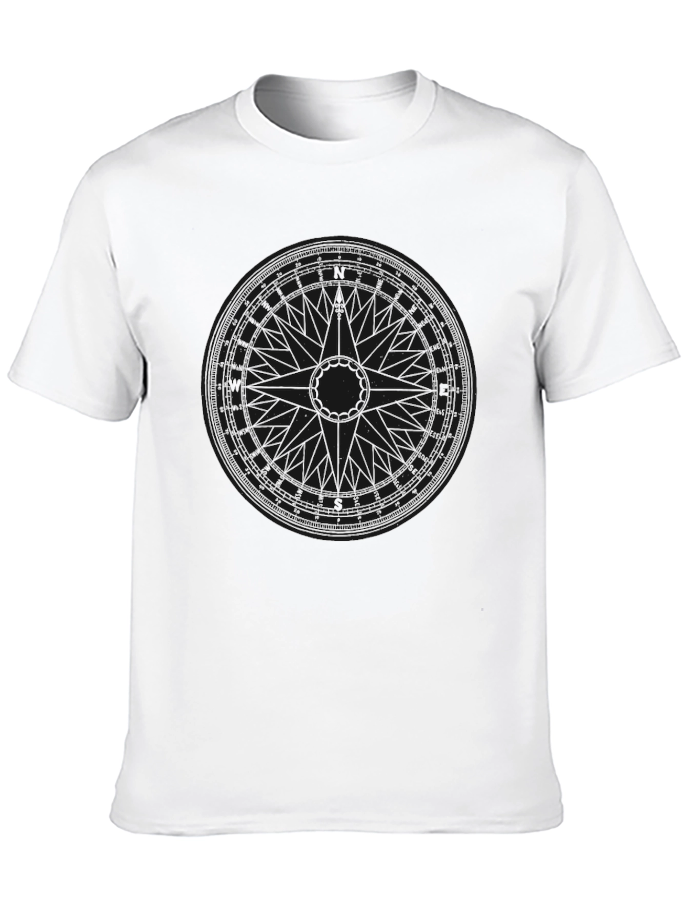 Mens Black Graphic Tee - Compass Design