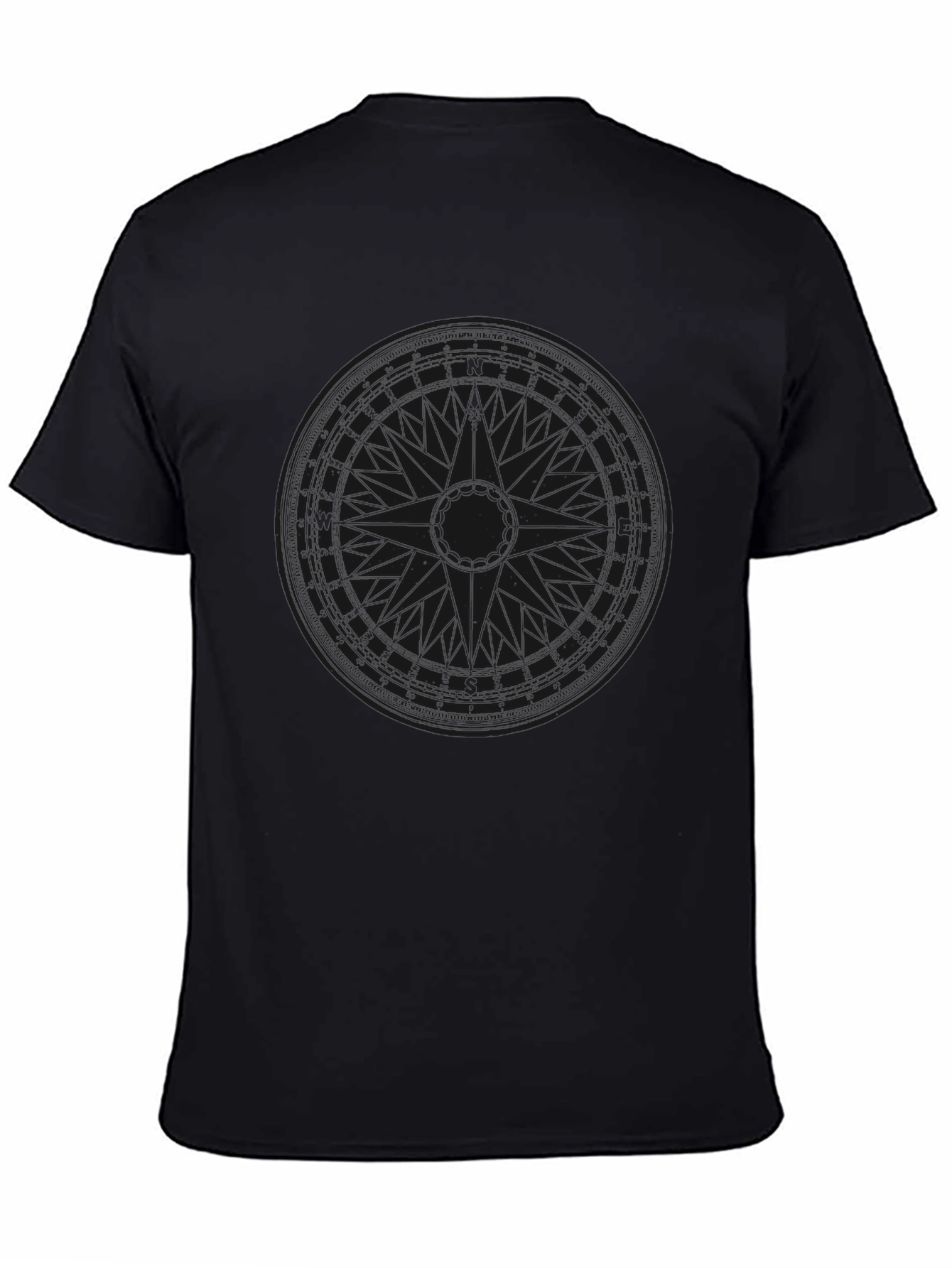 Mens Black Graphic Tee - Compass Design