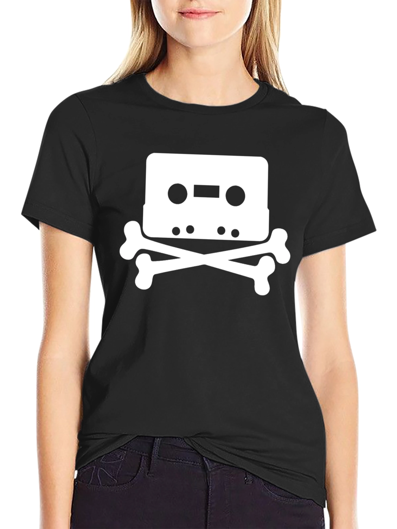 Cassette Tape Skull T-Shirt - Black Graphic Tee