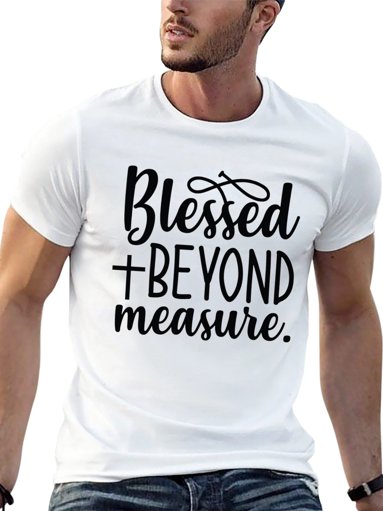 Blessed Beyond Measure Black Graphic Tee for Men