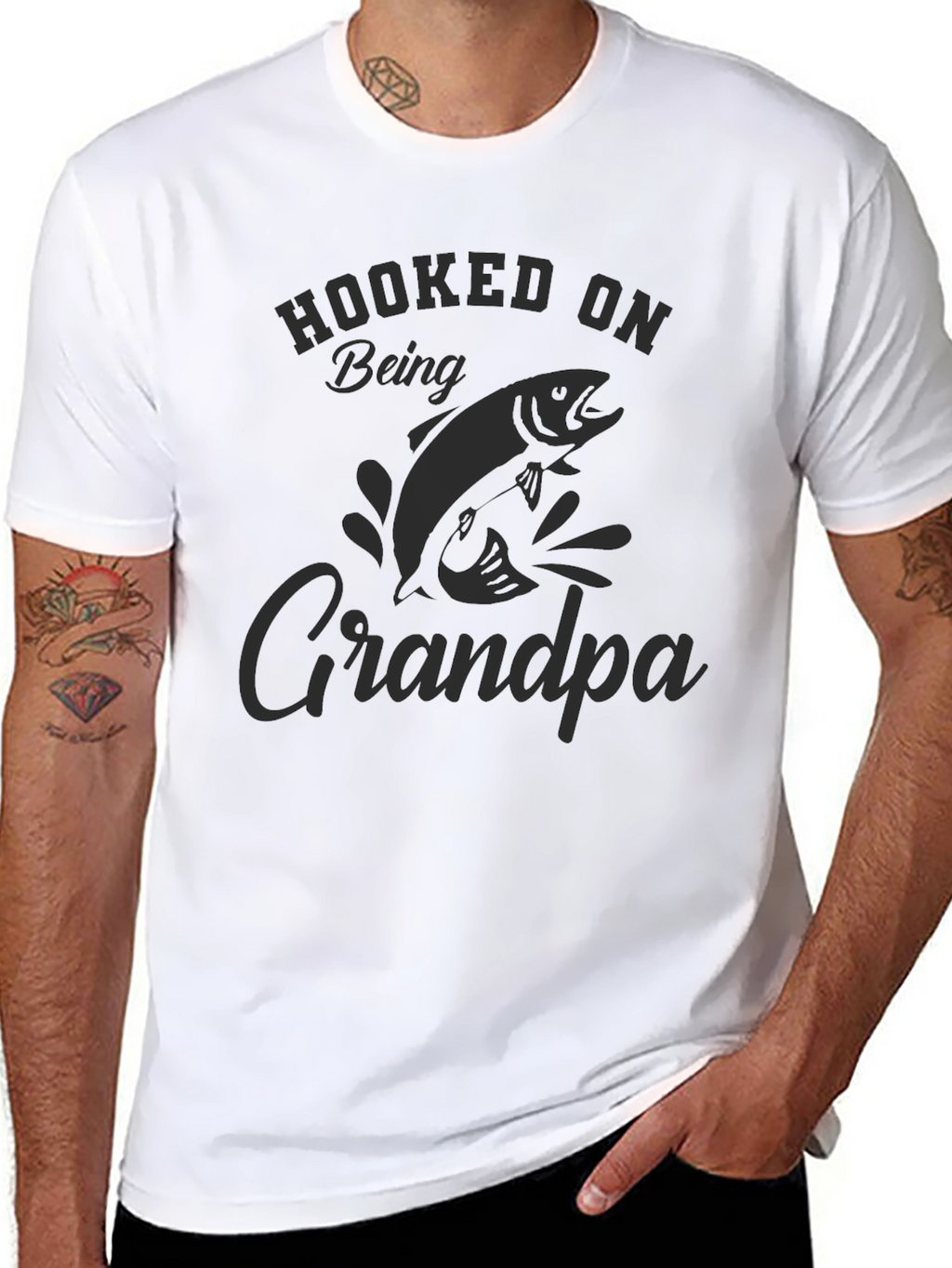 Hooked on Being Grandpa T-Shirt - Fishing Lover Gift