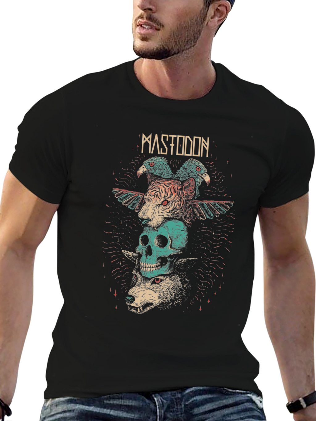 Mastodon Band Tee - Graphic Print Black T-Shirt