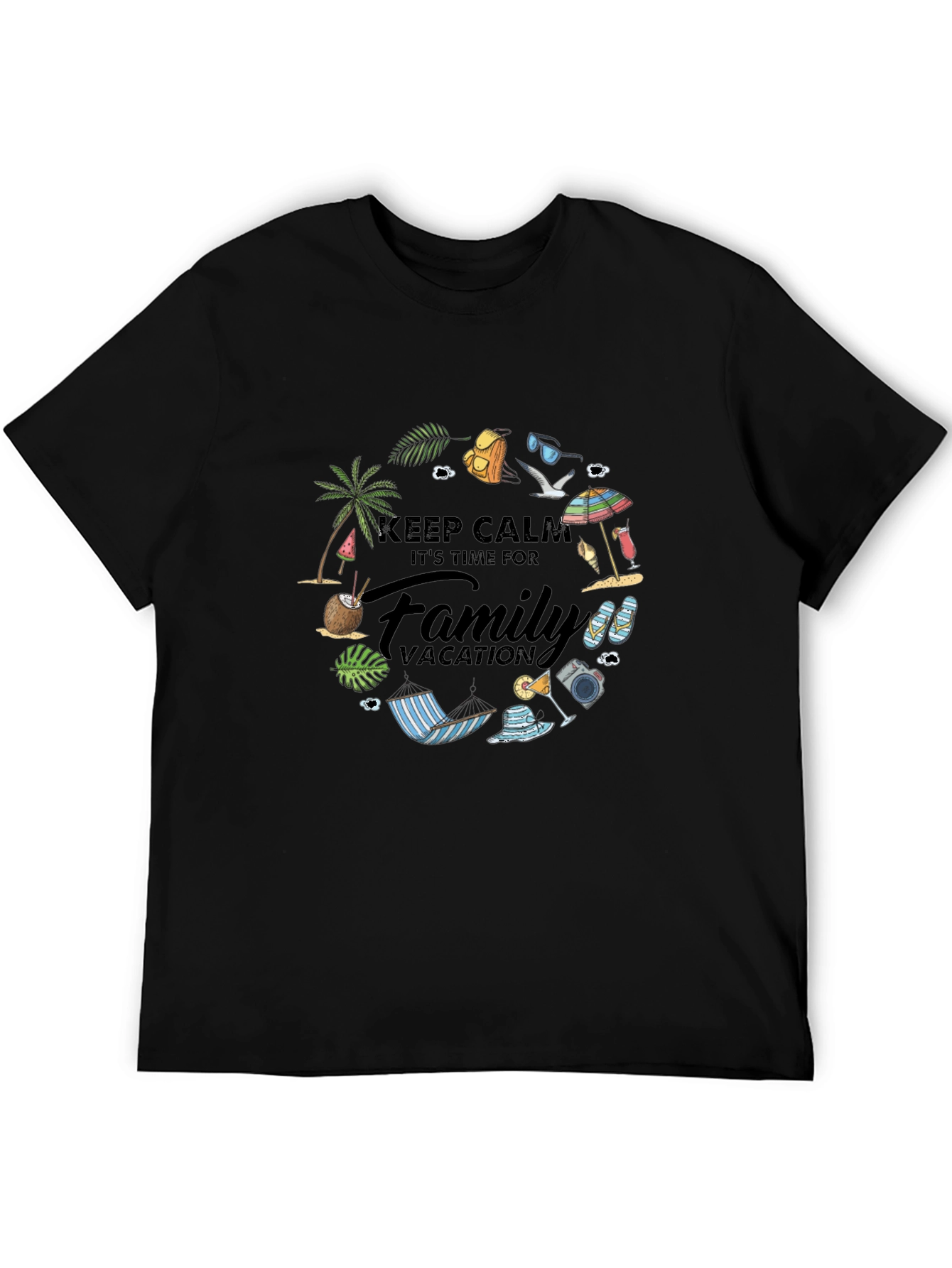 Family Vacation Graphic Tee - Black