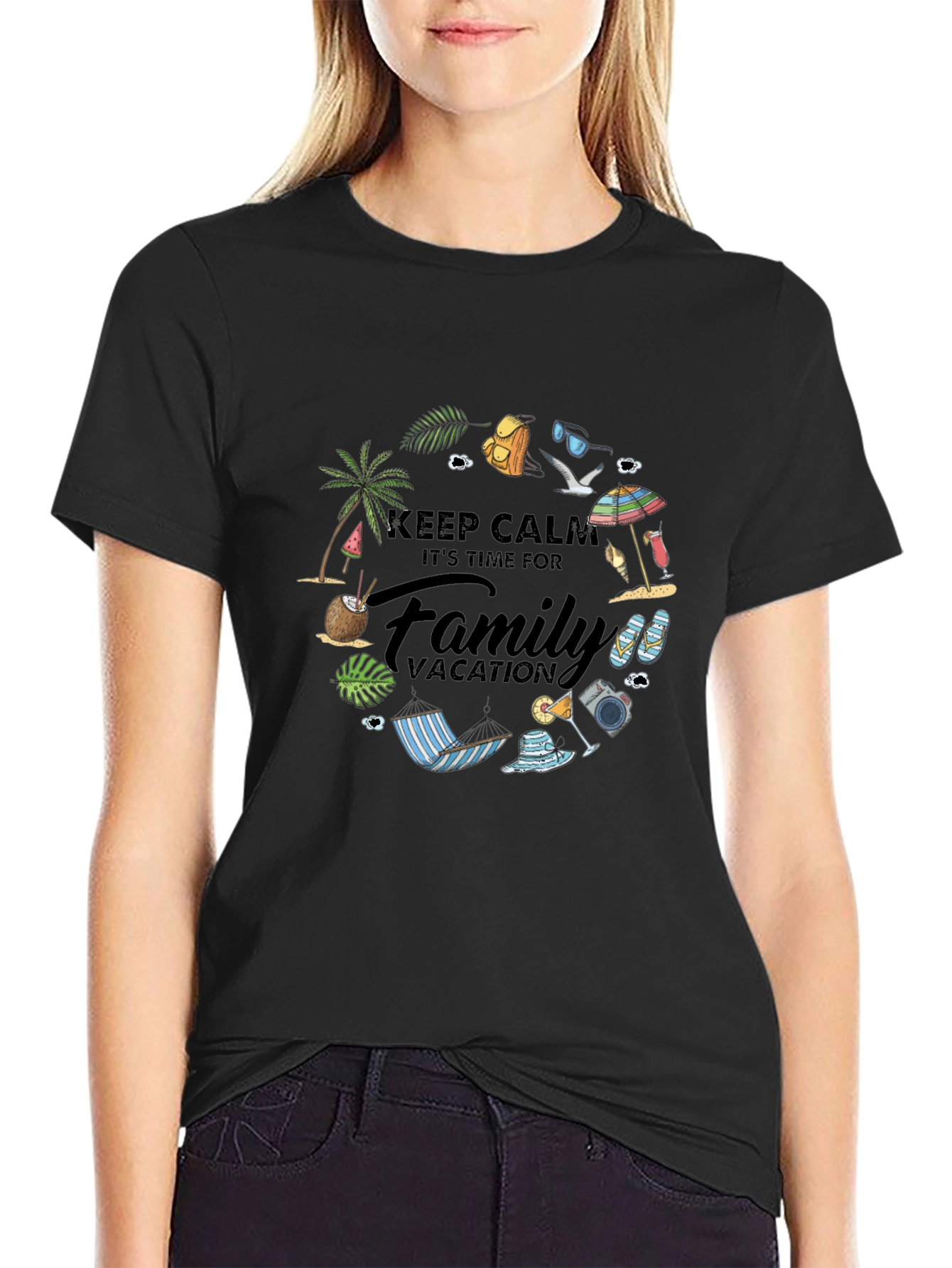 Family Vacation Graphic Tee - Black