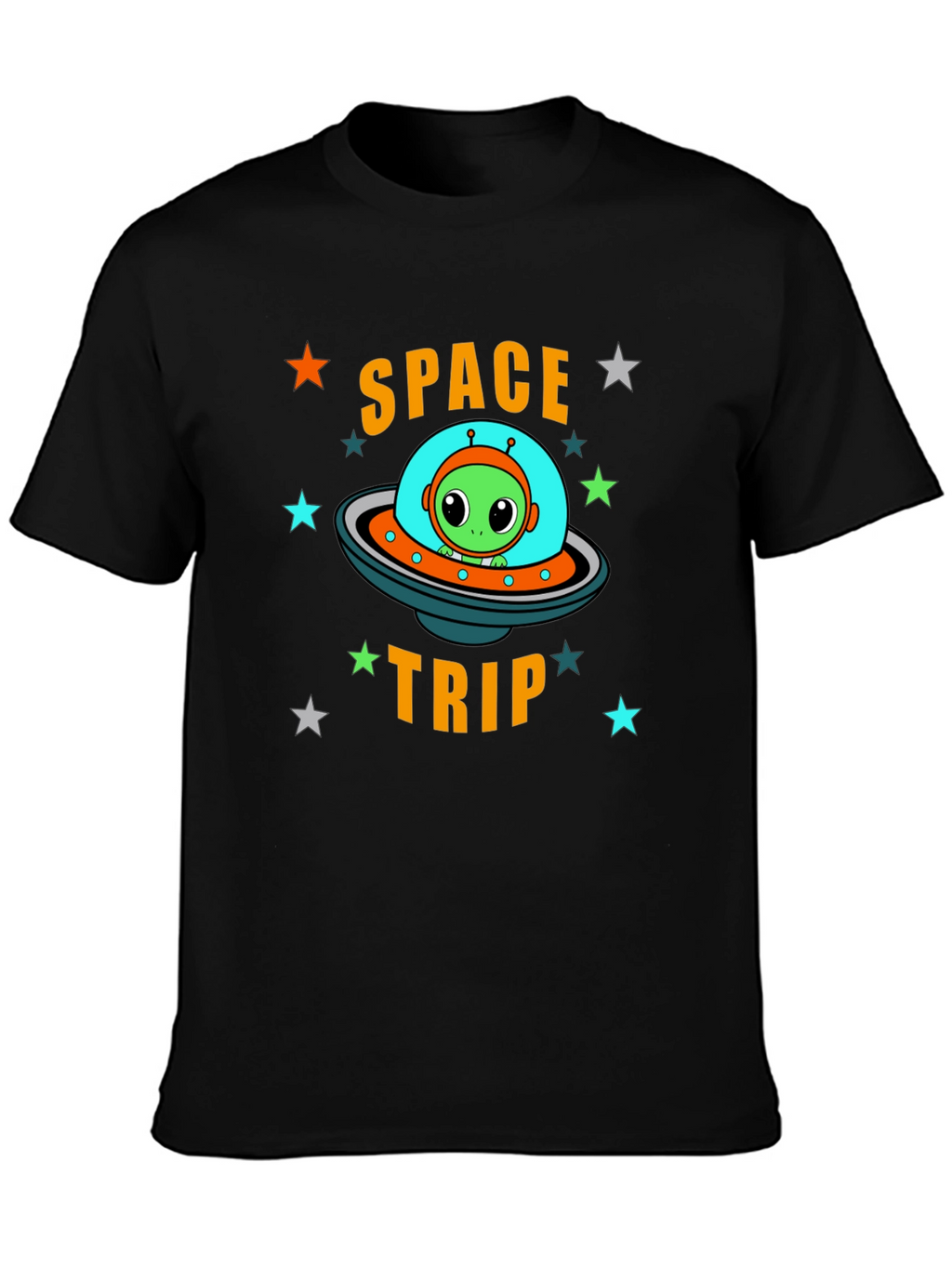 Space Trip Alien UFO Graphic T-Shirt
