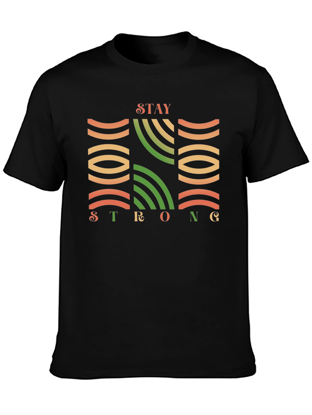 Stay Strong Graphic Print Black T-Shirt