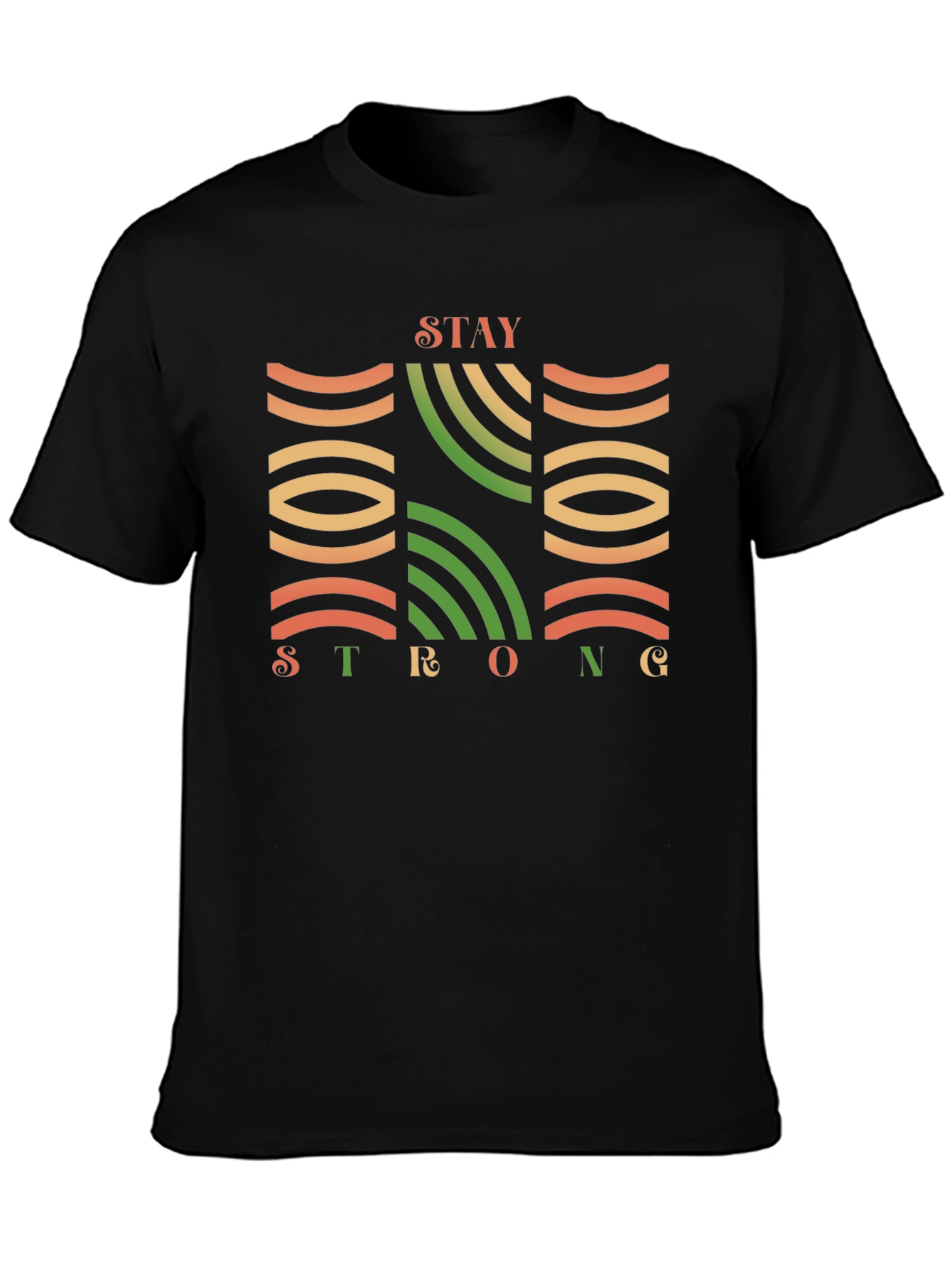 Stay Strong Graphic Print Black T-Shirt