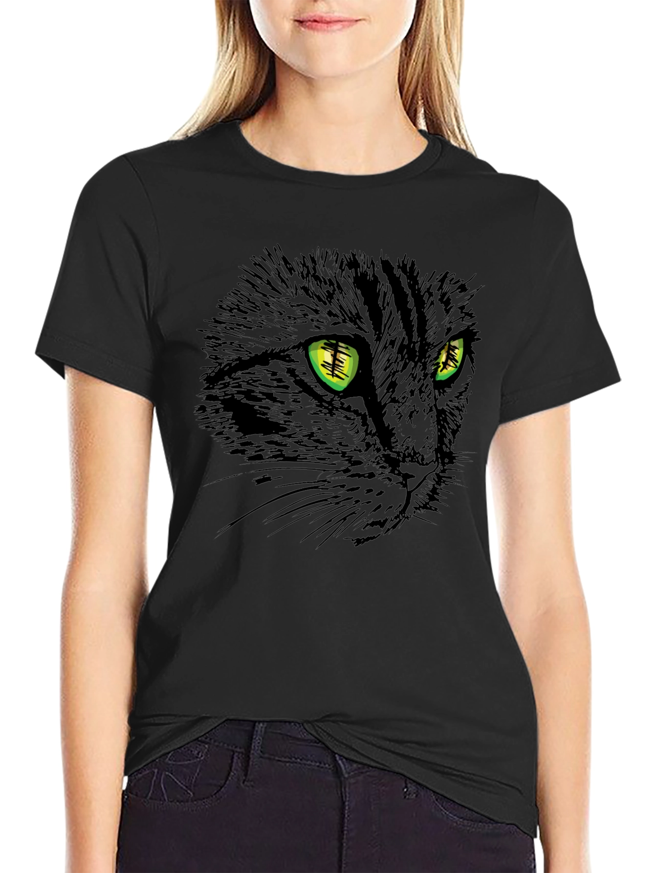 Black Cat Graphic Tee - Mens Short Sleeve Crew Neck