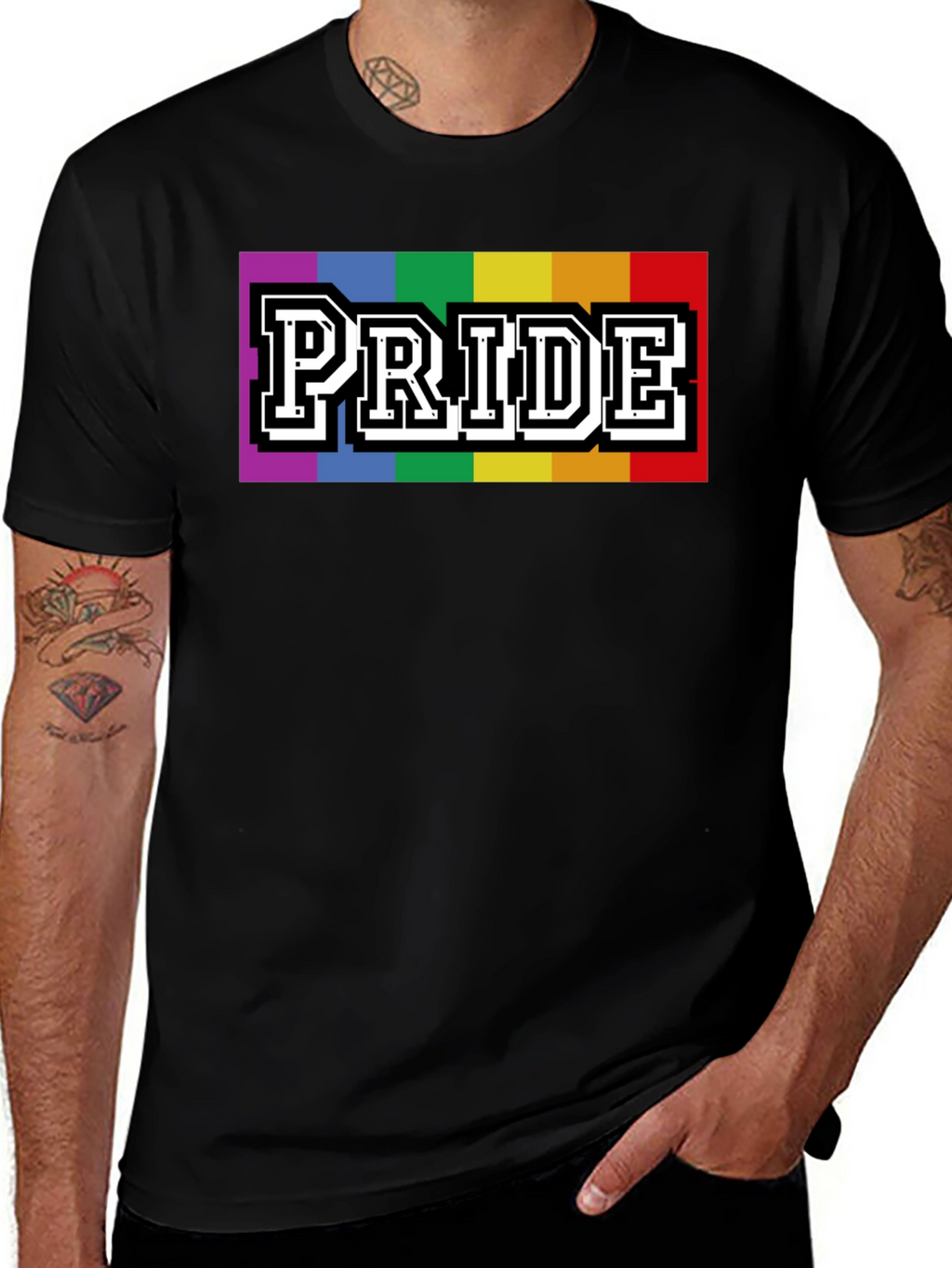Pride Rainbow Graphic T-Shirt - Stylish Black Tee