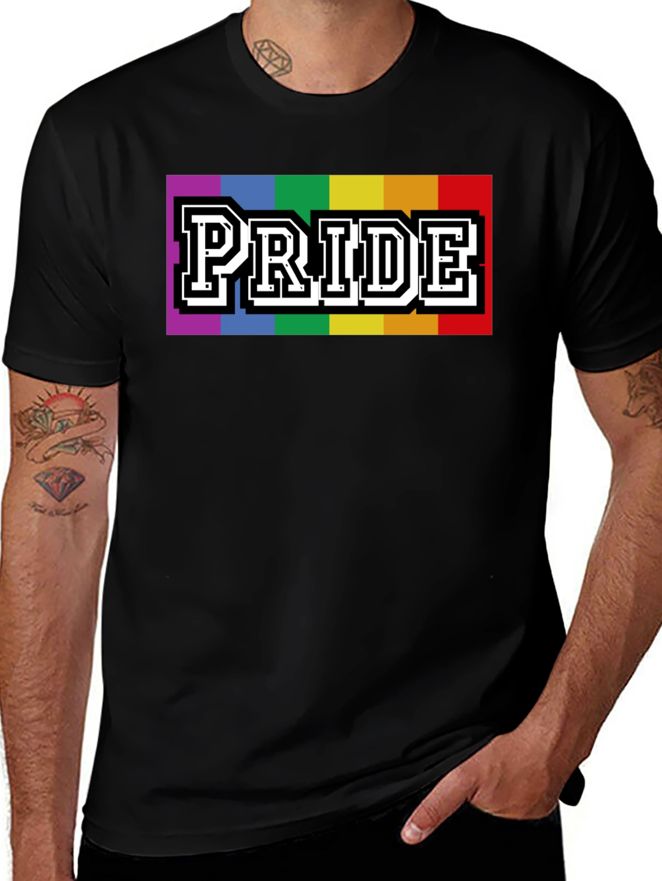 Pride Rainbow Graphic T-Shirt - Stylish Black Tee