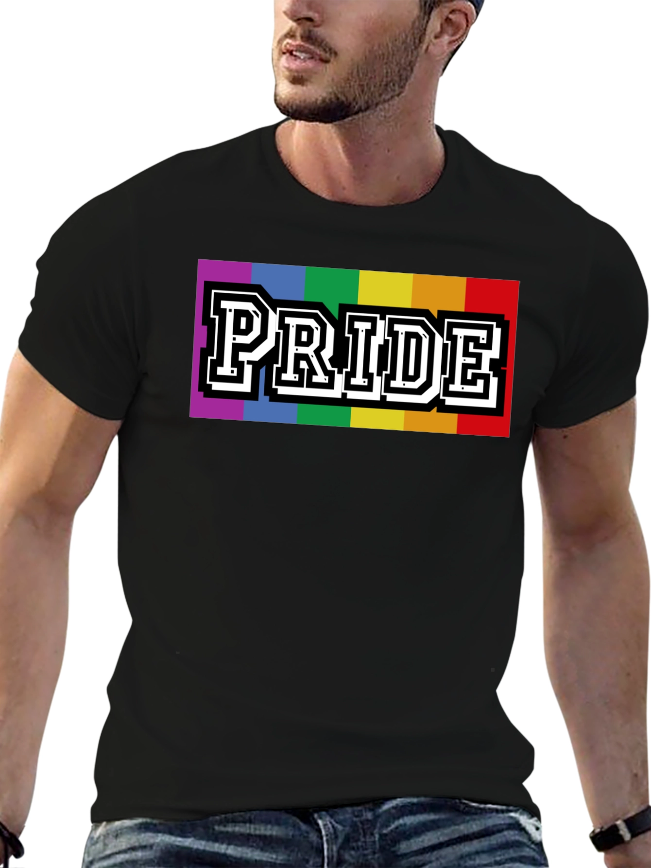 Pride Rainbow Graphic T-Shirt - Stylish Black Tee