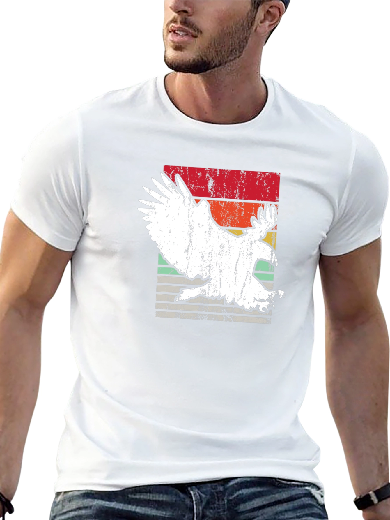 Retro Eagle Graphic Tee - Vintage Style Black T-Shirt