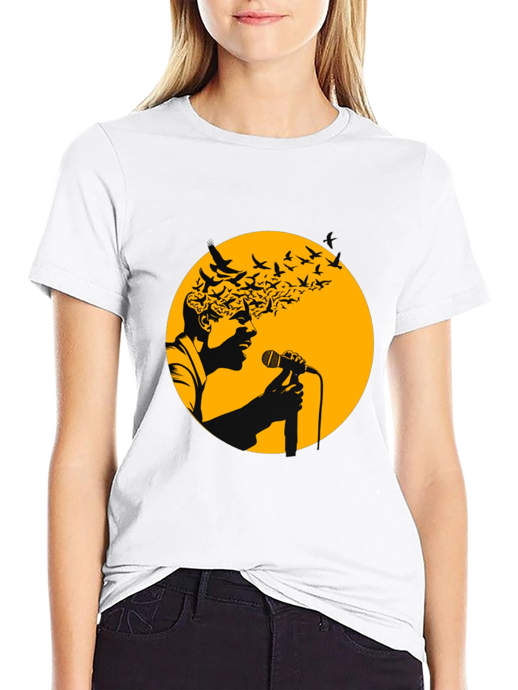 Soulful Singer T-Shirt - Artistic Bird Design