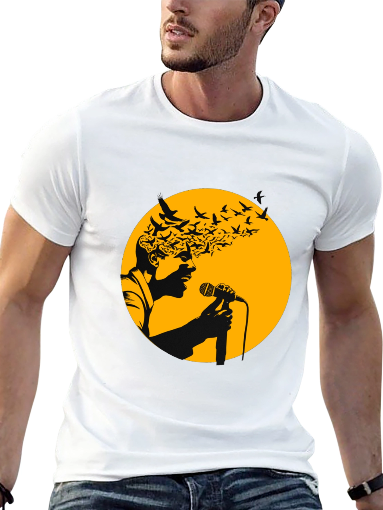 Soulful Singer T-Shirt - Artistic Bird Design