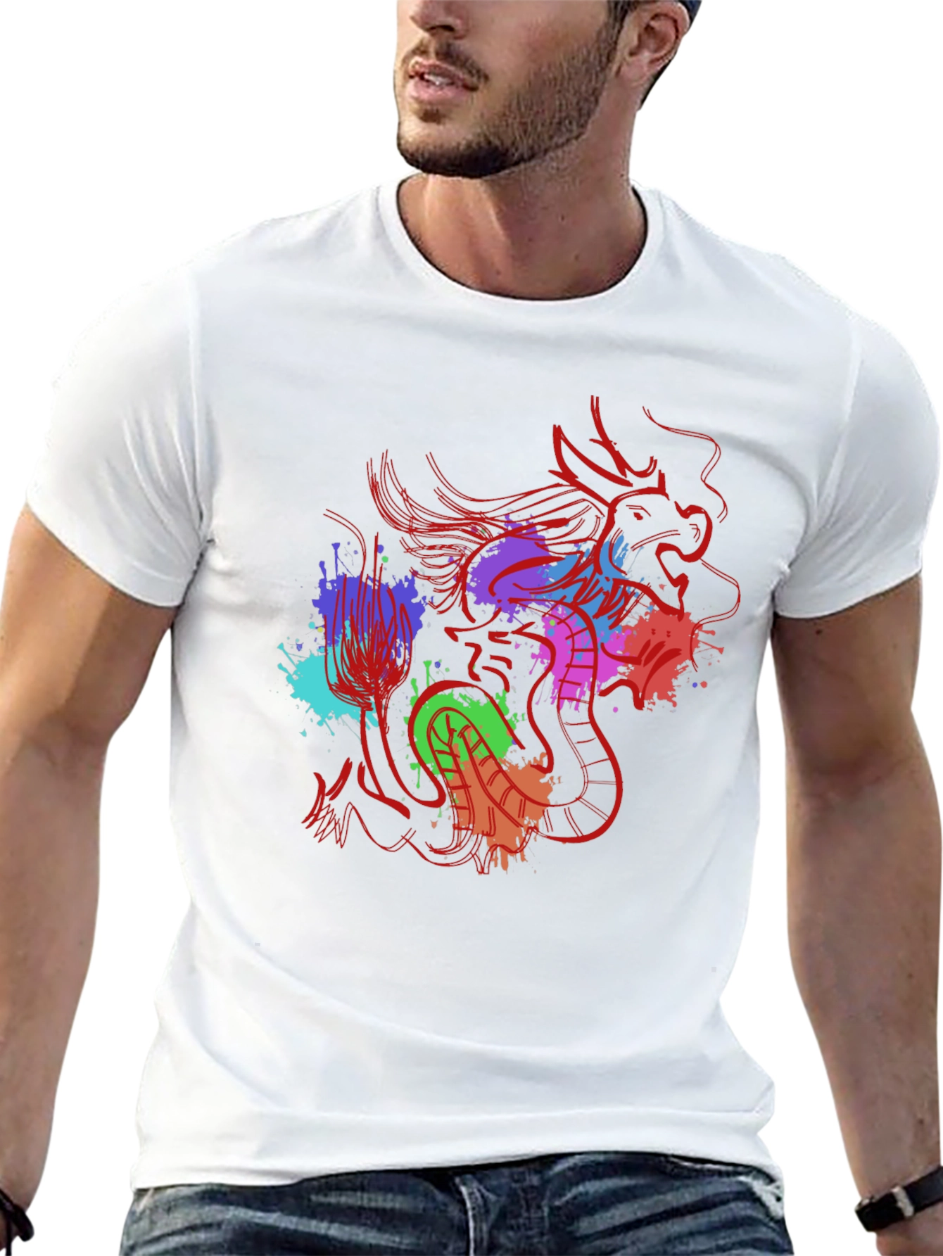 Dragon Splash Graphic Tee - Mens Black T-Shirt