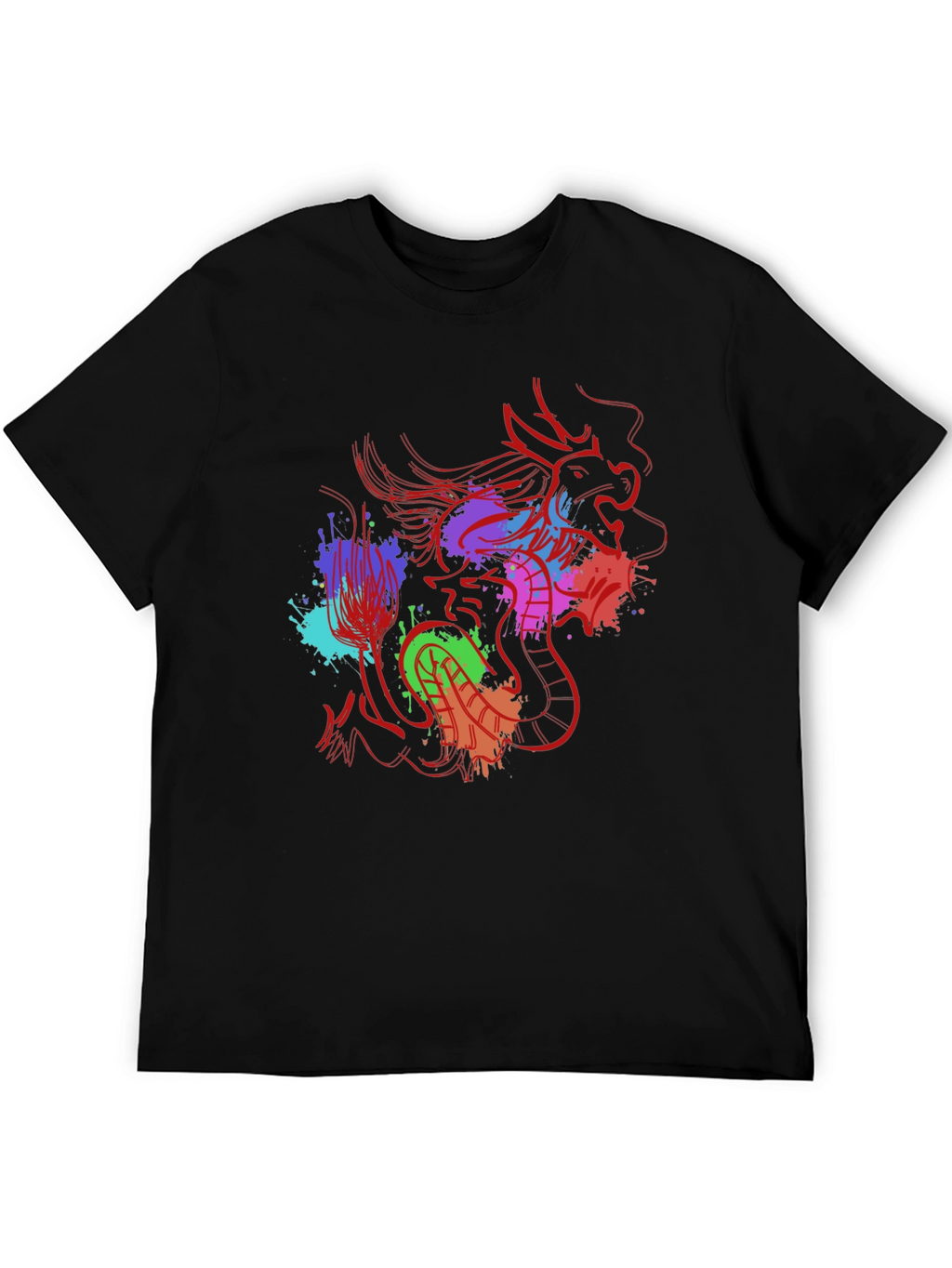 Dragon Splash Graphic Tee - Mens Black T-Shirt