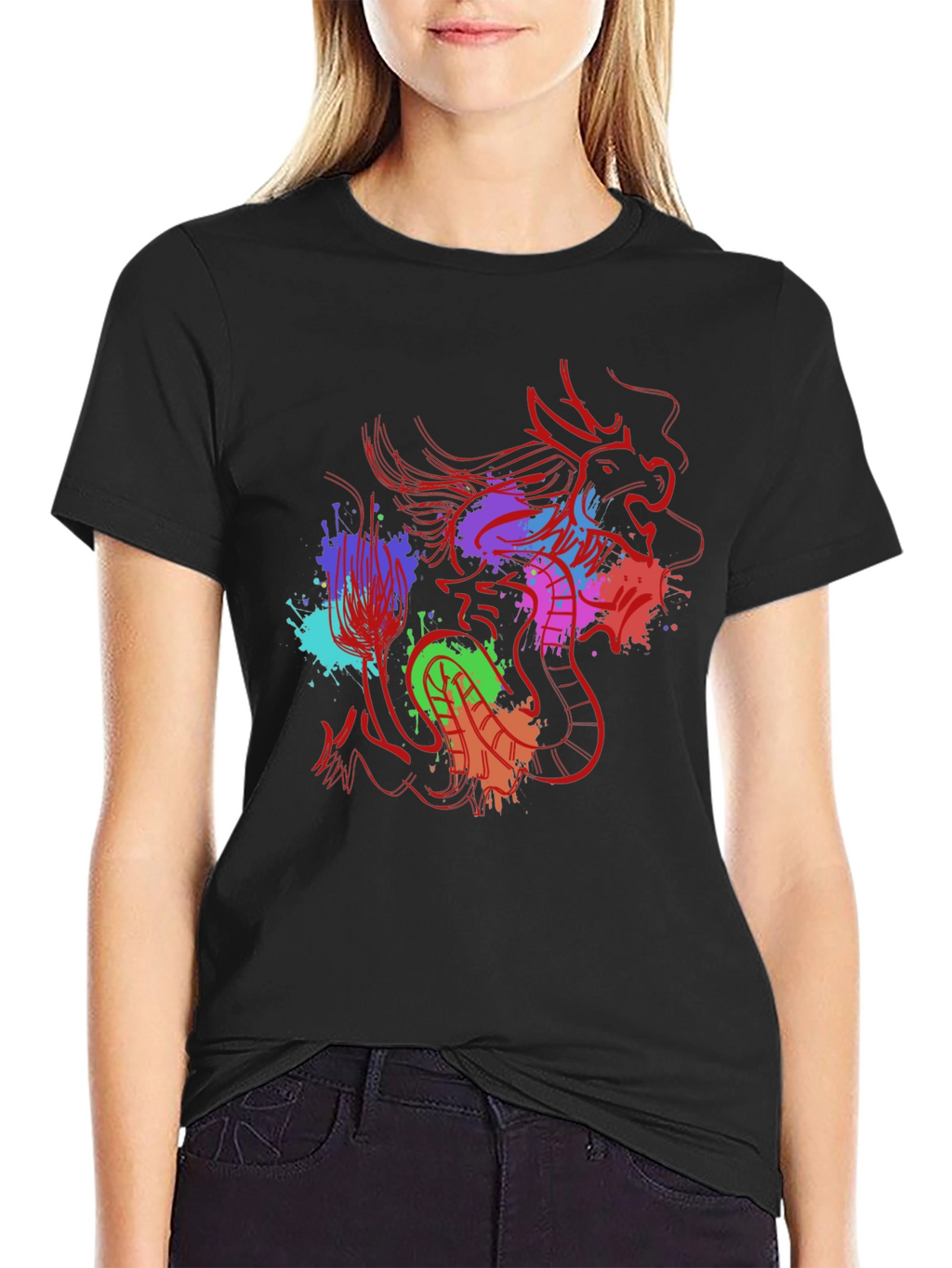 Dragon Splash Graphic Tee - Mens Black T-Shirt