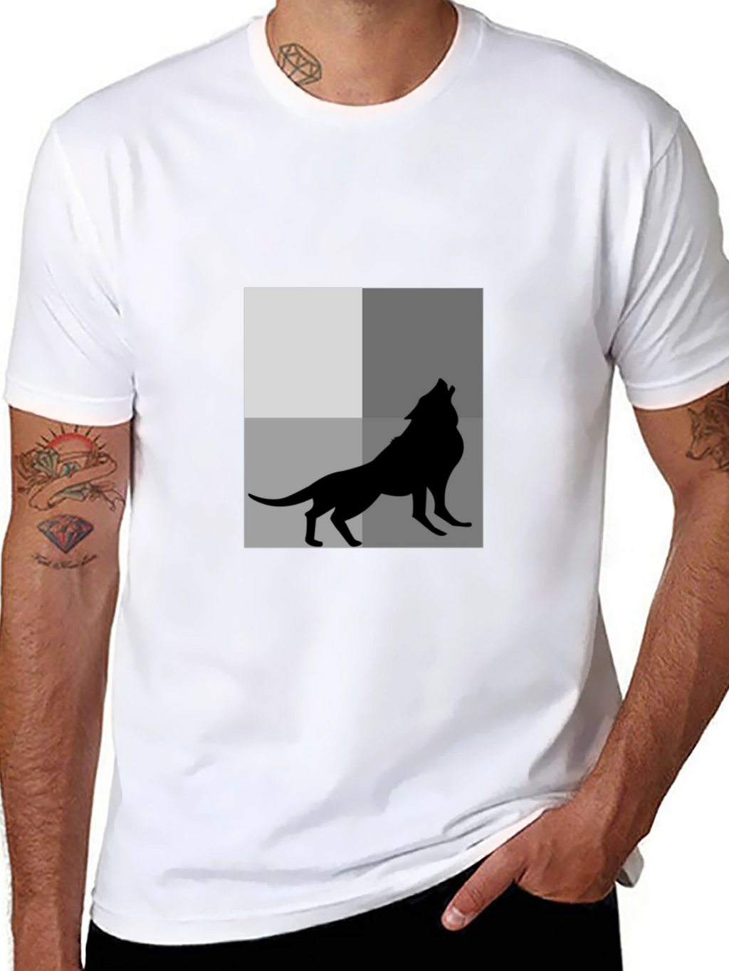 Wolf Silhouette Graphic Tee - Black Cotton T-Shirt
