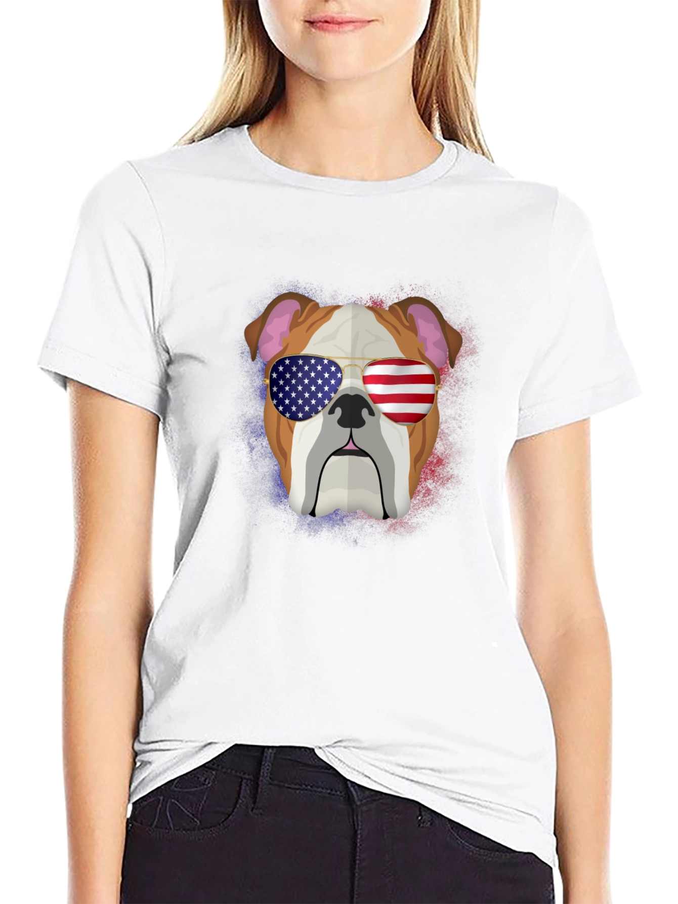 Patriotic Bulldog Graphic Tee