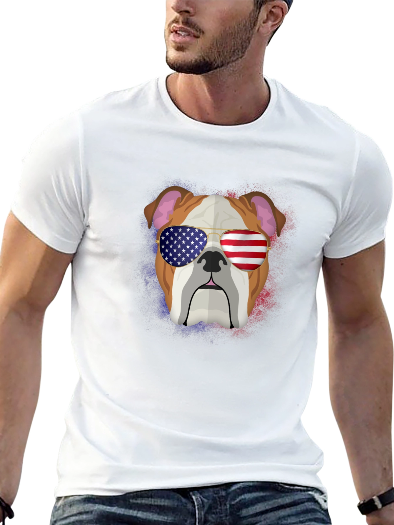 Patriotic Bulldog Graphic Tee