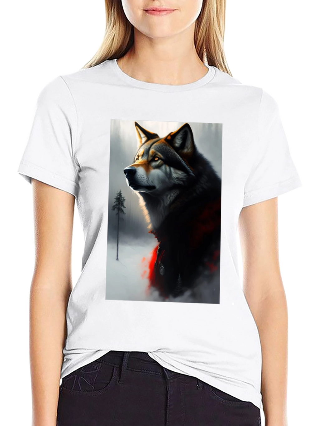 Wolf Graphic Black T-Shirt - Stylish Animal Print Tee