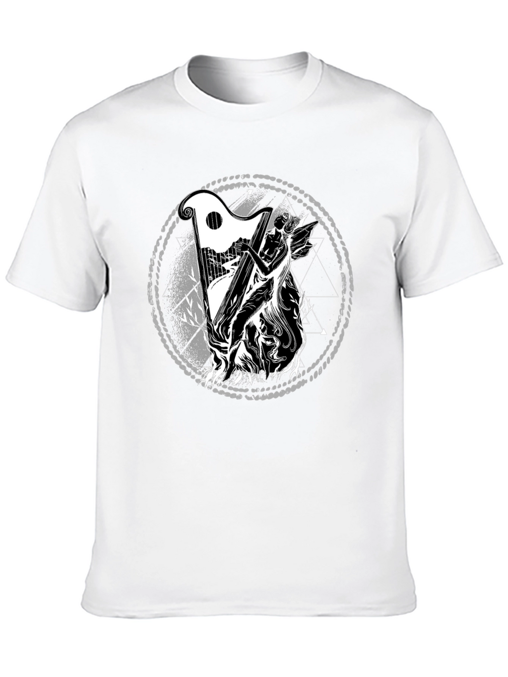 Mystic Harpist Graphic Black T-Shirt