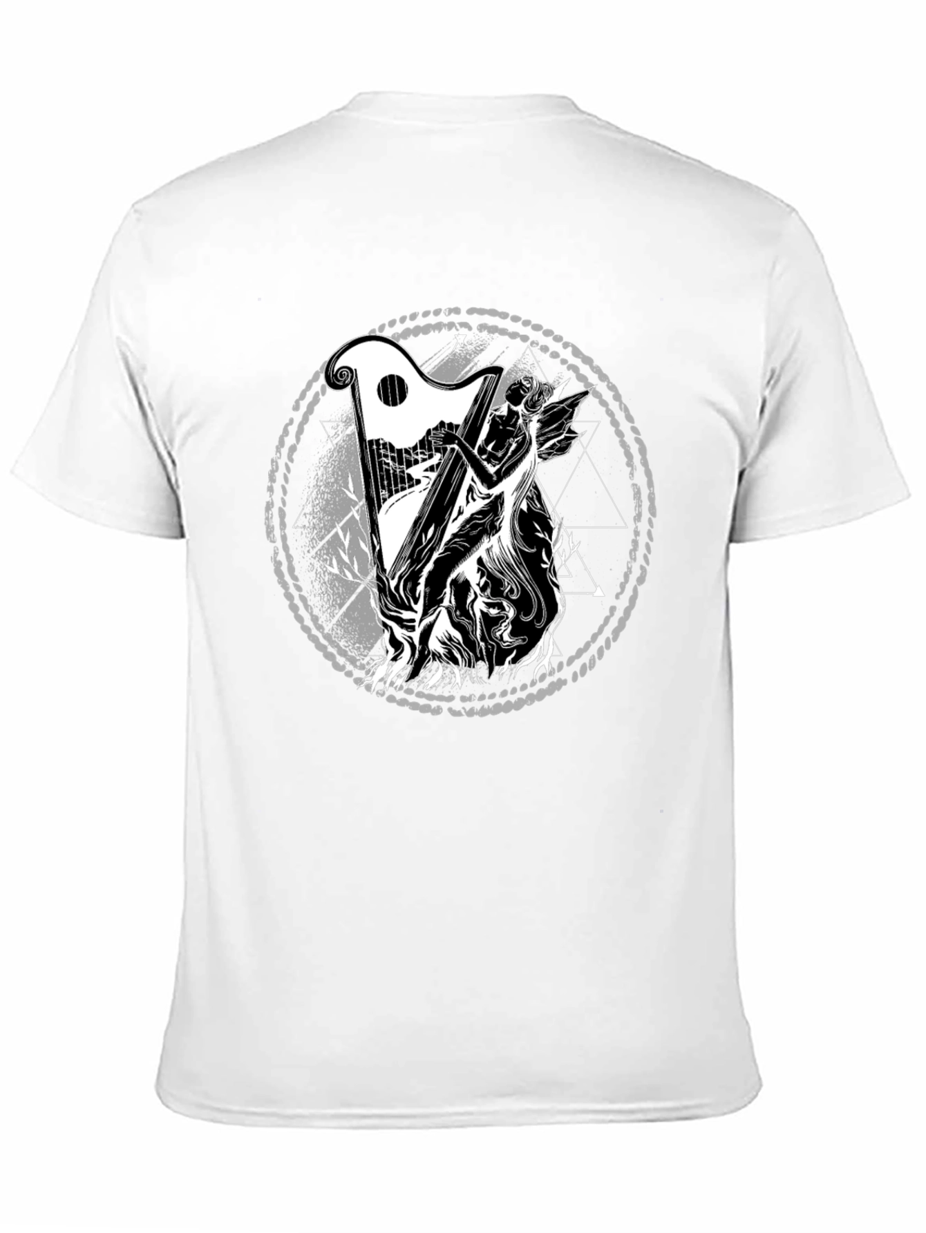 Mystic Harpist Graphic Black T-Shirt