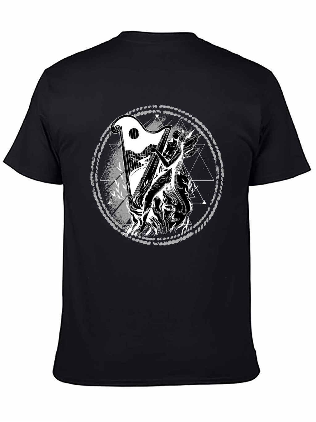 Mystic Harpist Graphic Black T-Shirt