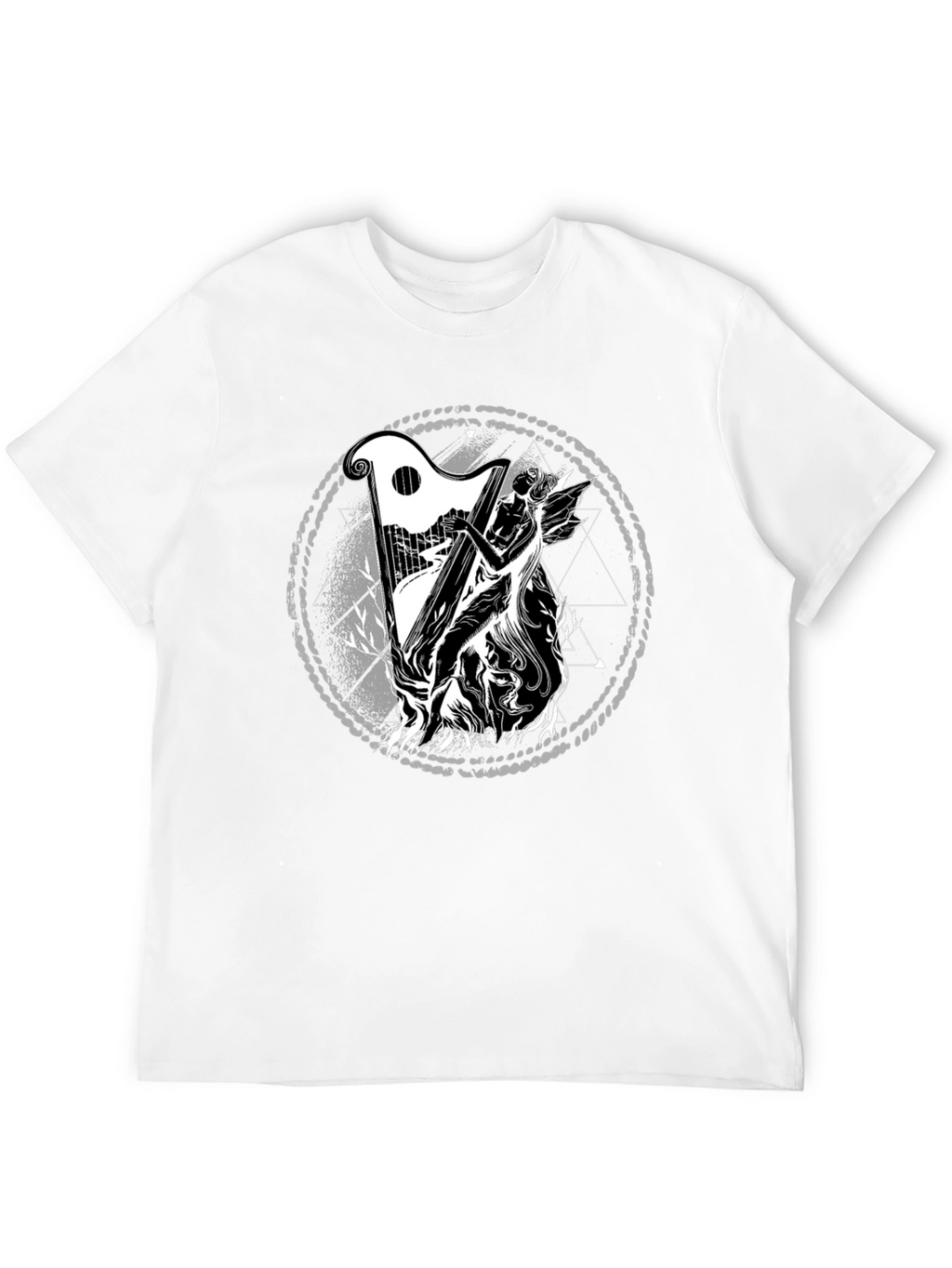 Mystic Harpist Graphic Black T-Shirt