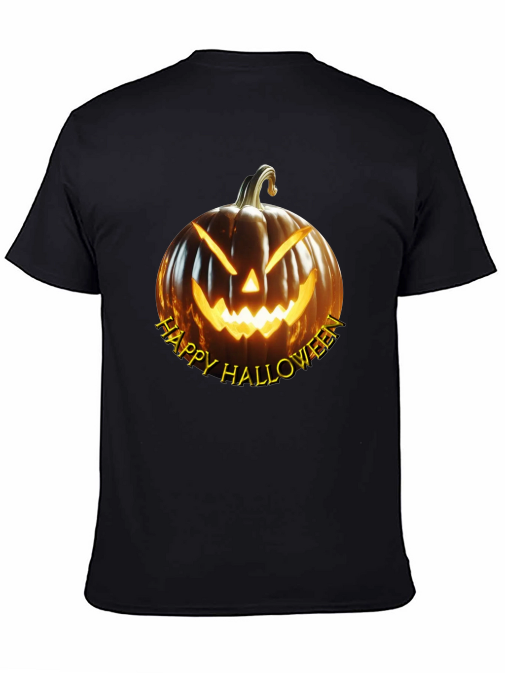 Happy Halloween Pumpkin Graphic Tee - Black