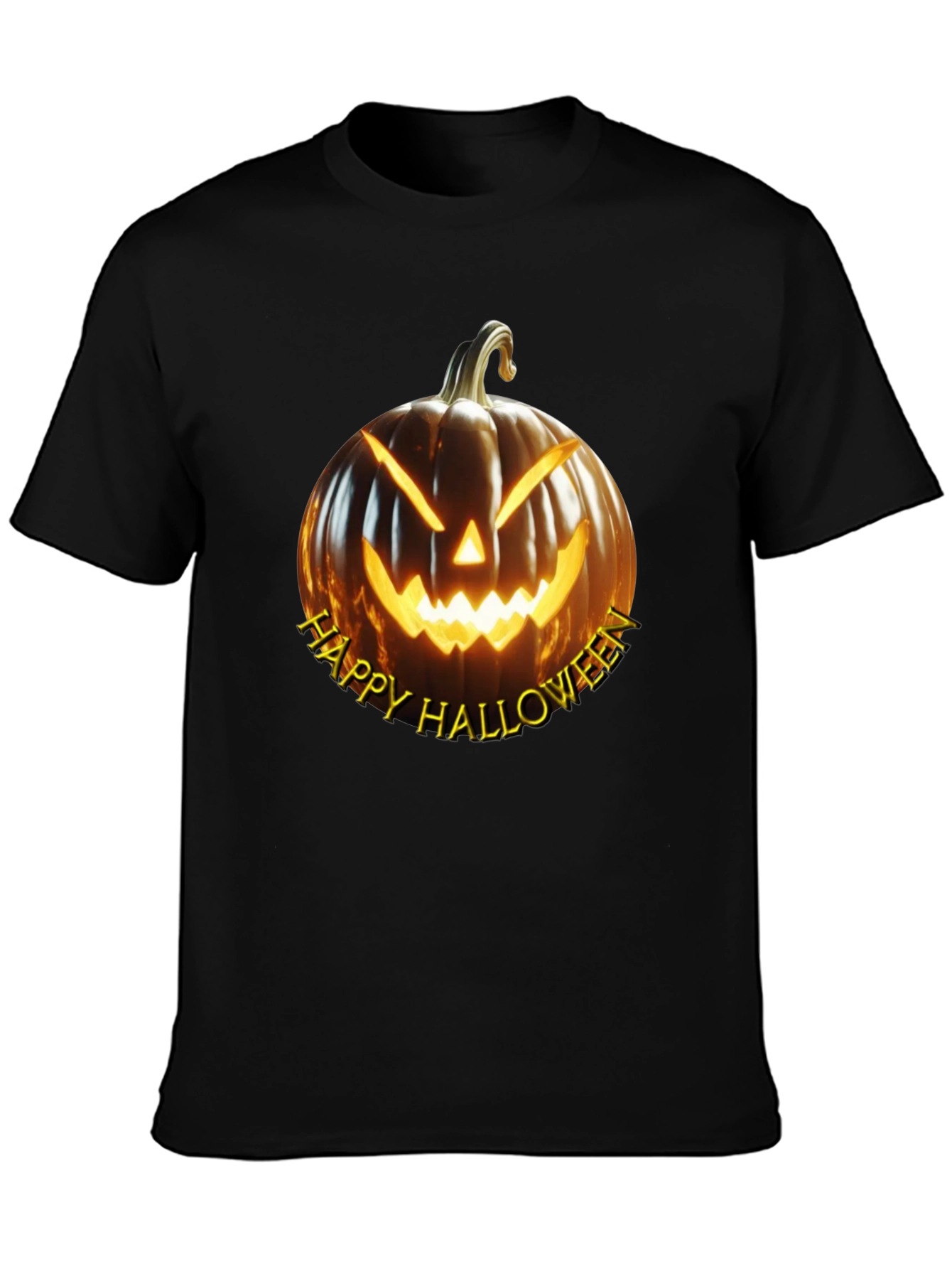 Happy Halloween Pumpkin Graphic Tee - Black