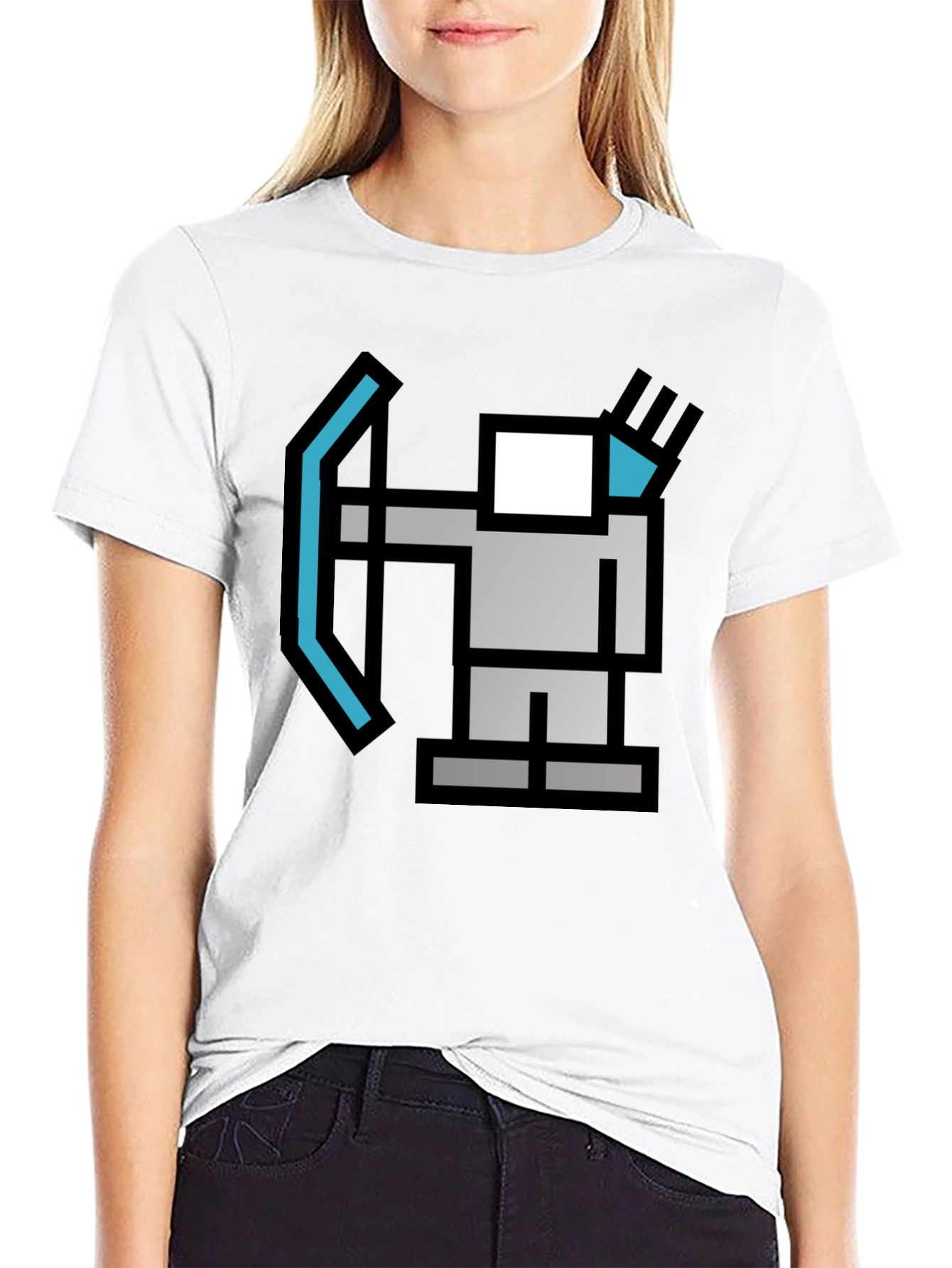 Pixel Archer Black T-Shirt - Retro Gaming Style