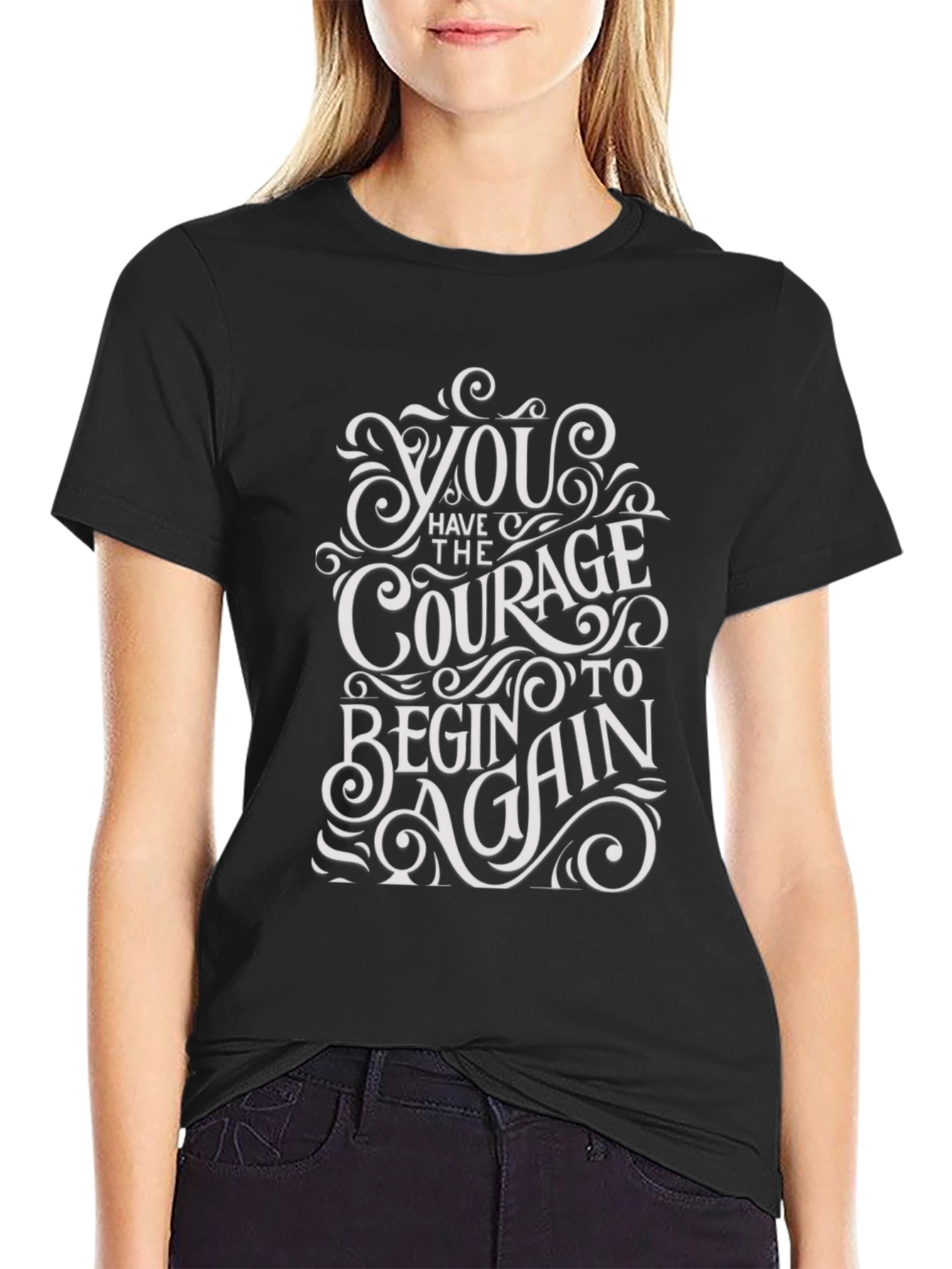 Courage to Begin Again Black Graphic Tee