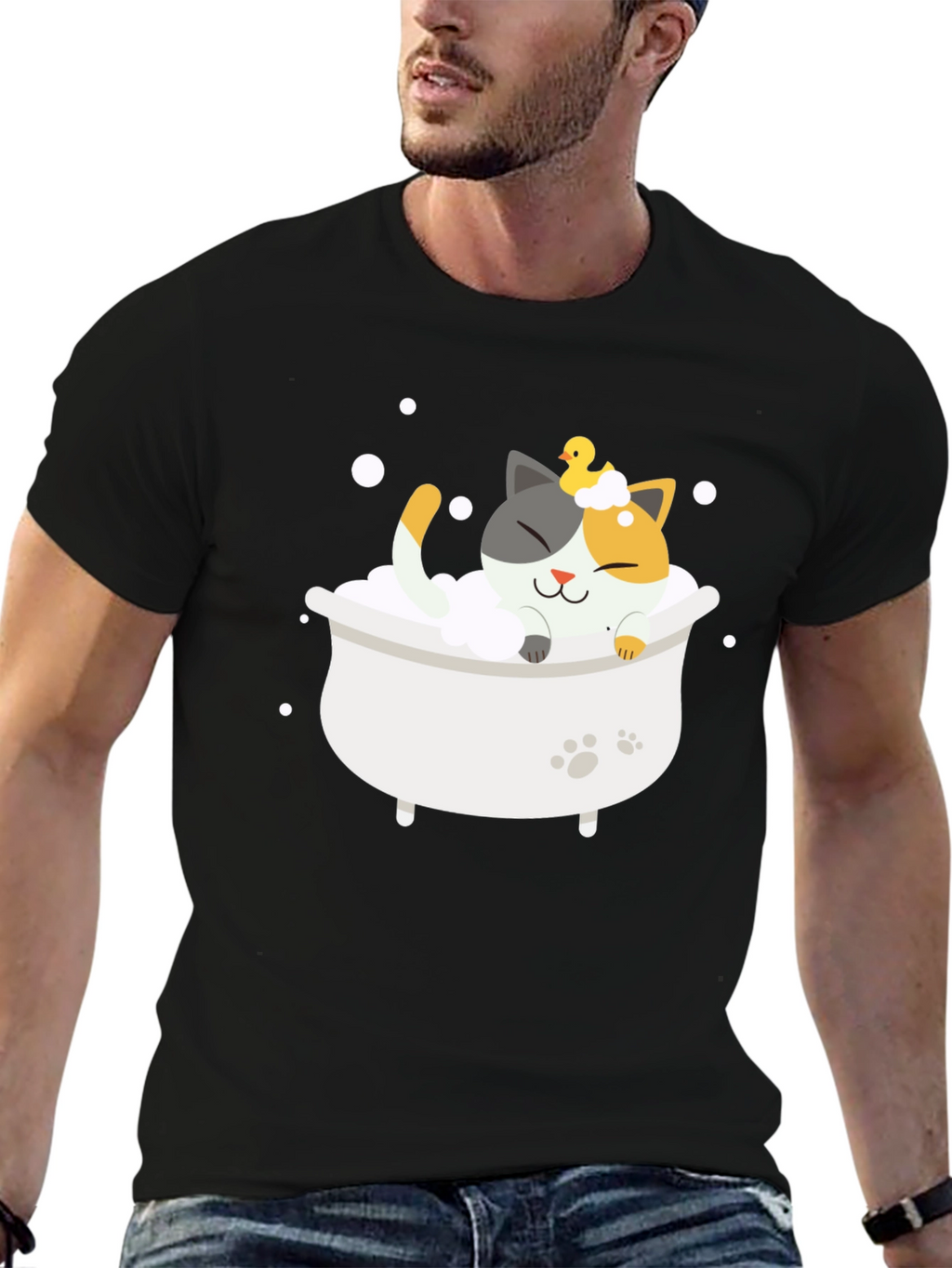 Cute Cat Bath T-Shirt - Relax in Style!